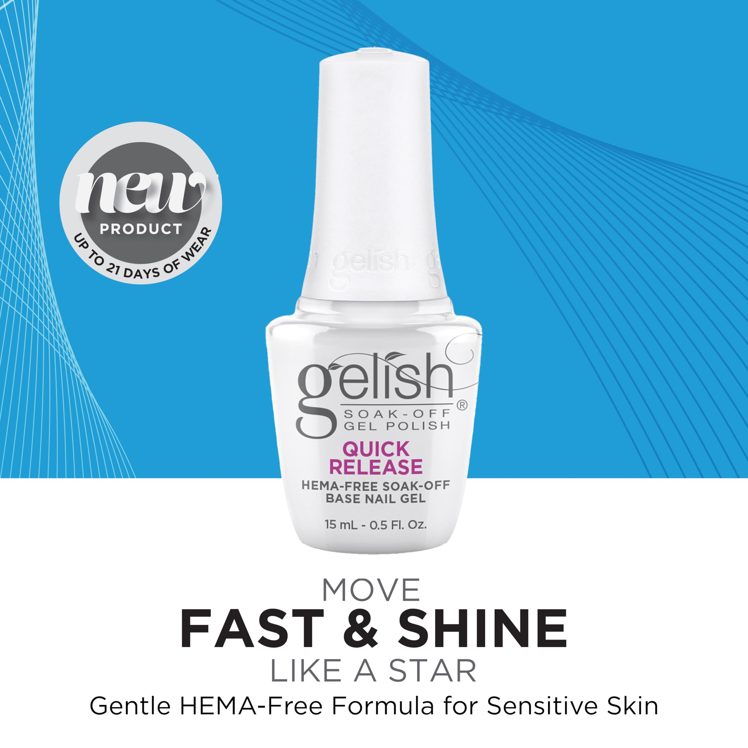 Gelish HEMA-Free Essentials - Professional Gel Nail Polish, Long-Lasting, Salon Quality Manicure at Home. Perfect for Natural Nails and Gel Polish Lovers (15mL HEMA-Free Quick Release Base Coat)