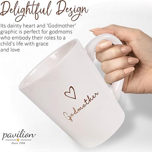 Miniatura 2 de Pavilion - Taza de café de gres para tías, ideal para uso diario con diseño de texto "Madrina", compatible con microondas y lavavajillas, color