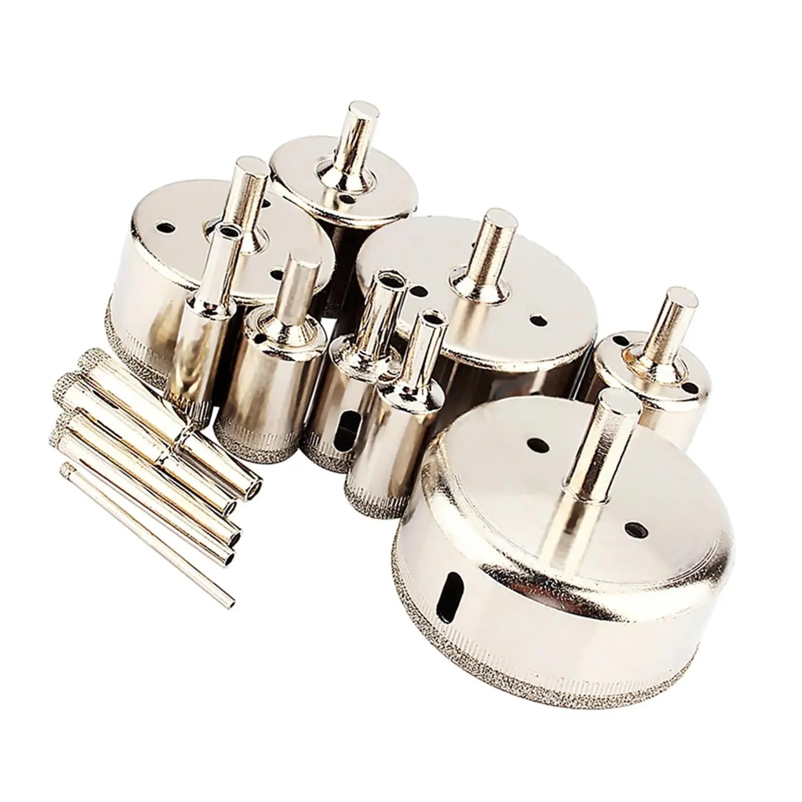 Kit sega a tazza, Set Di 14 Seghe A Tazza Con Gambo Tondo, Punte Da Trapano Rivestite 3-70 Mm For Vetro, Marmo, Piastrelle In Ceramica E Muratura