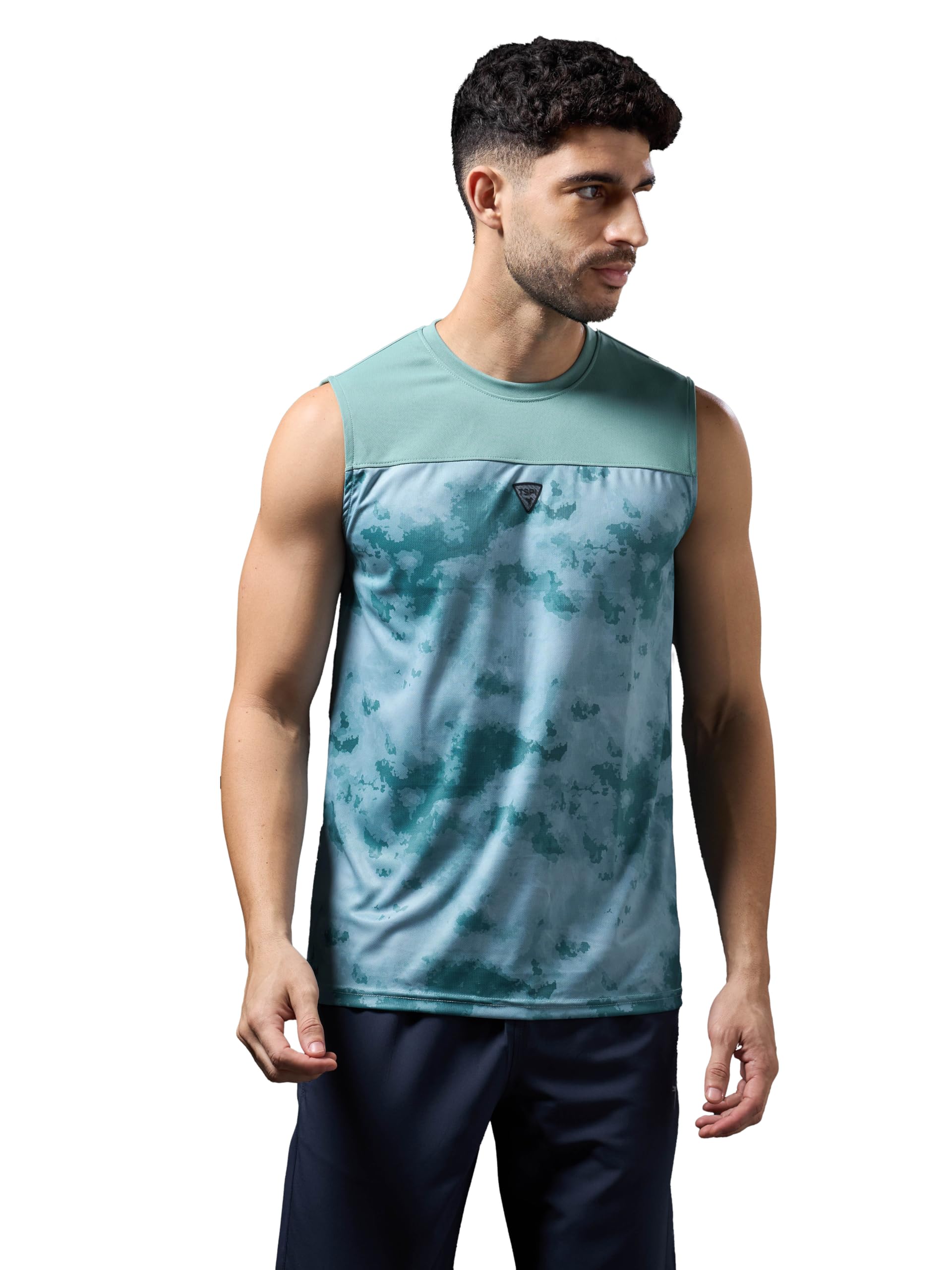 Men Polyester Slim Fit Crew Neck Printed Sleeveless Vest with Anti-Microbial, Odour Free for Gym, Workout and Sports-image-22