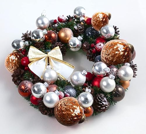 Miniatura 5 de Juego de 4 adornos de vidrio de mercurio de cobre rosa dorado rosa (bola antigua en relieve de 3.15 pulgadas), perfectos para árbol de Navidad,