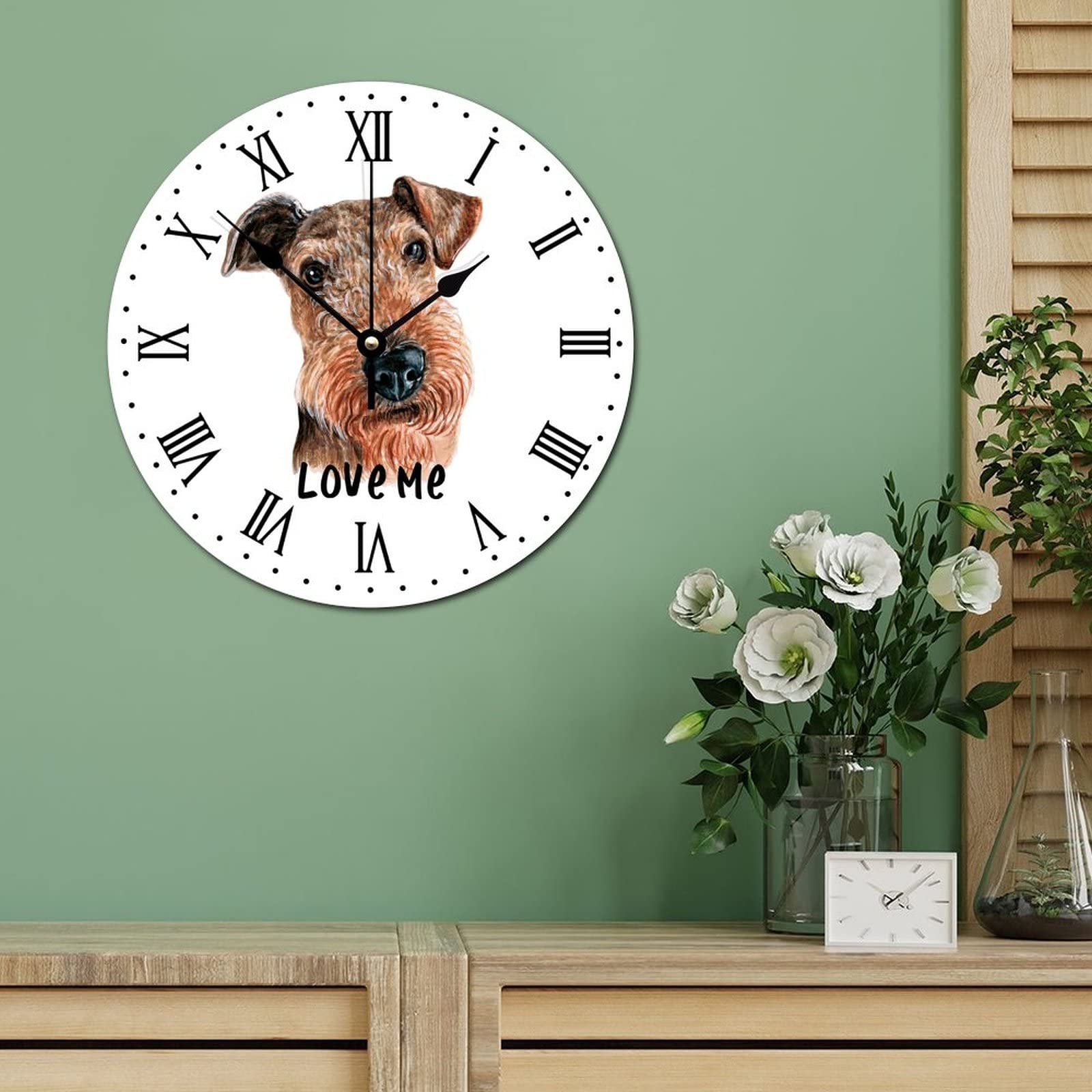 Horloge murale ronde avec chiffres arabes et motif de tournesol | Leroy Merlin