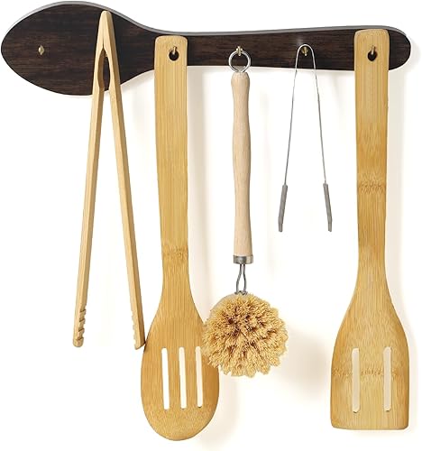 Remerry Ganchos de madera para colgar utensilios de cocina, ganchos de madera para colgar utensilios de cocina, colgador de utensilios de madera con