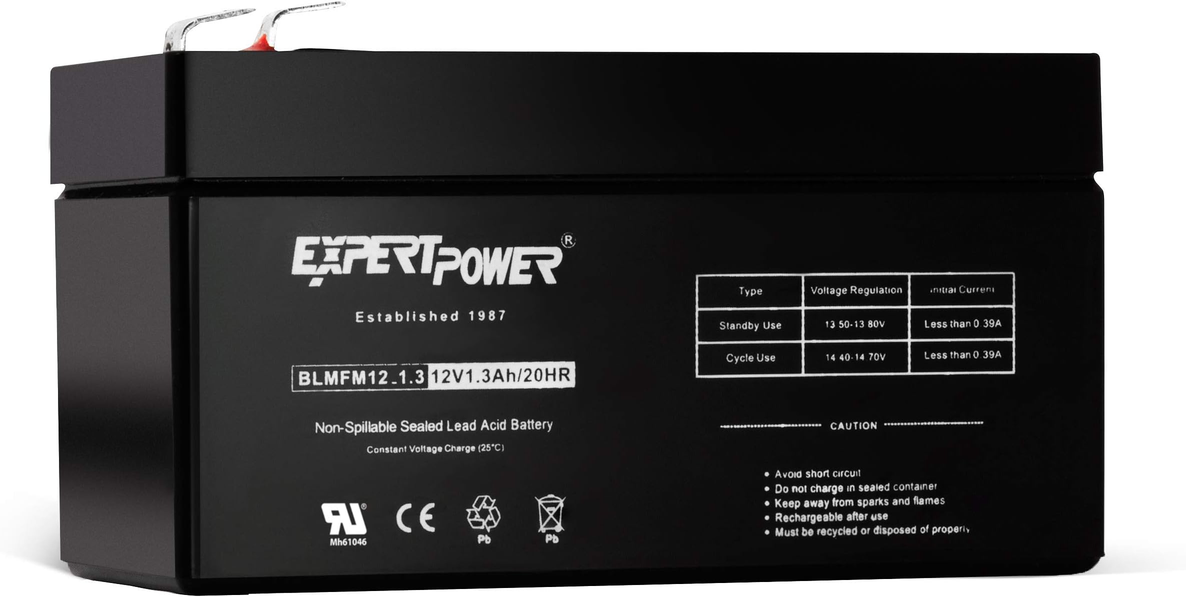 ExpertPower EXP1213-1.3Ah 12V Battery Rechargeable SLA AGM with F1 Terminals, Sealed Lead Acid Small 12 Volt Battery Replacement Backup for Auxiliary, Mower, UPS, Alarm Batteries
