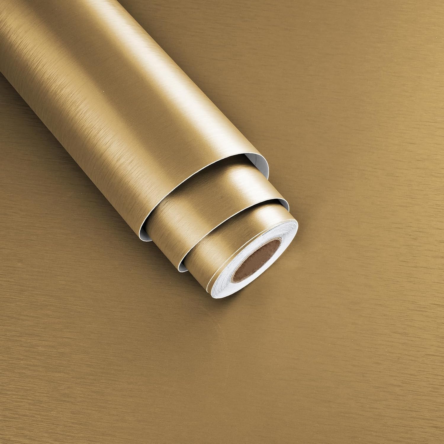 Silver Metallic Textured Peel and Stick Wallpaper, Waterproof Removable Self-Adhesive Vinyl, for Bedroom Kitchen Cabinets (Dull Gold, 1.33 x 20 feet)