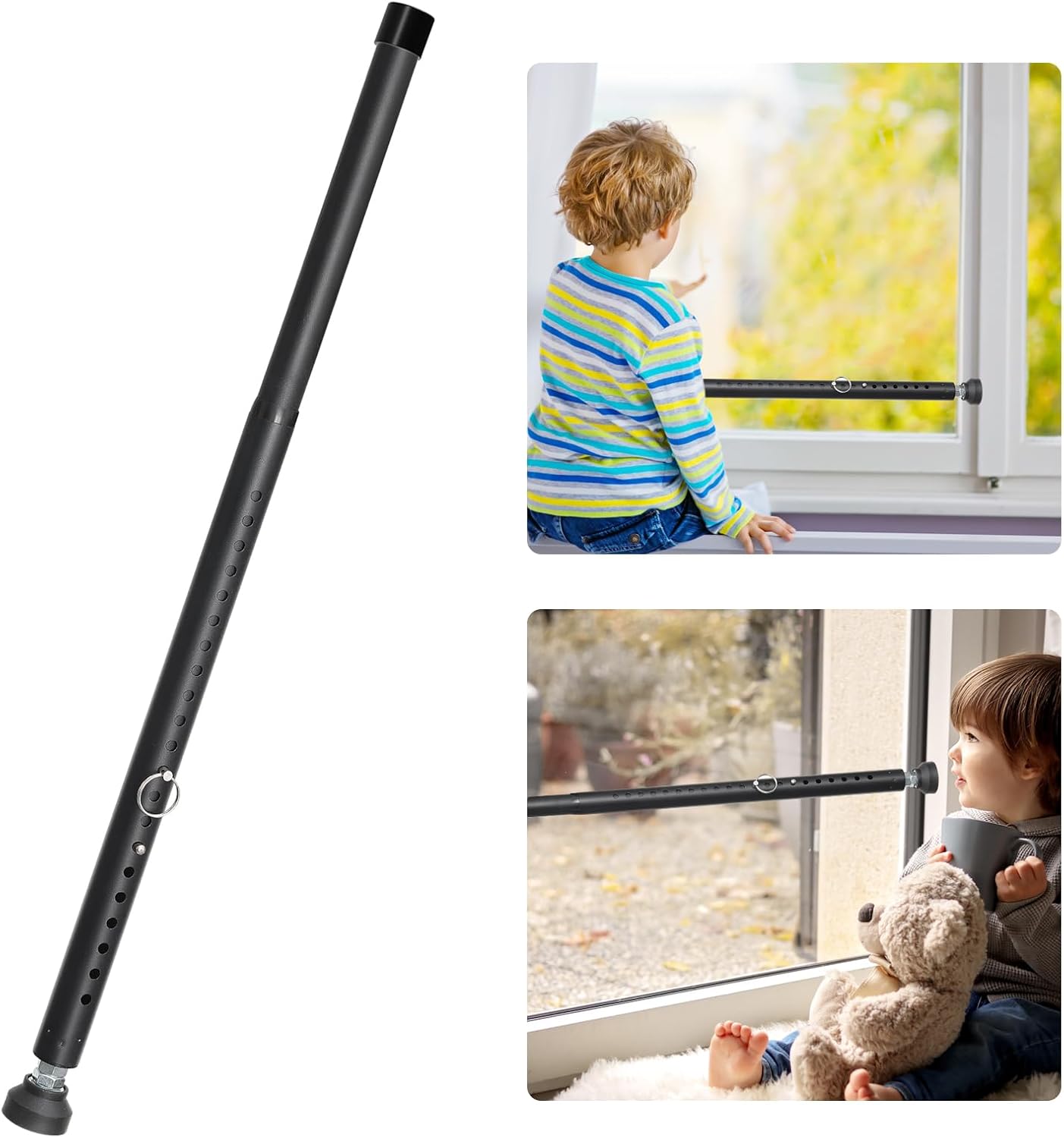 Sliding Door Lock, 18-50 inches Adjustable Sliding Door Security Bar, 1 Inch Heavy Duty Sliding Glass Door Lock Bar for Window, Patio, Bacony, Apartment, White