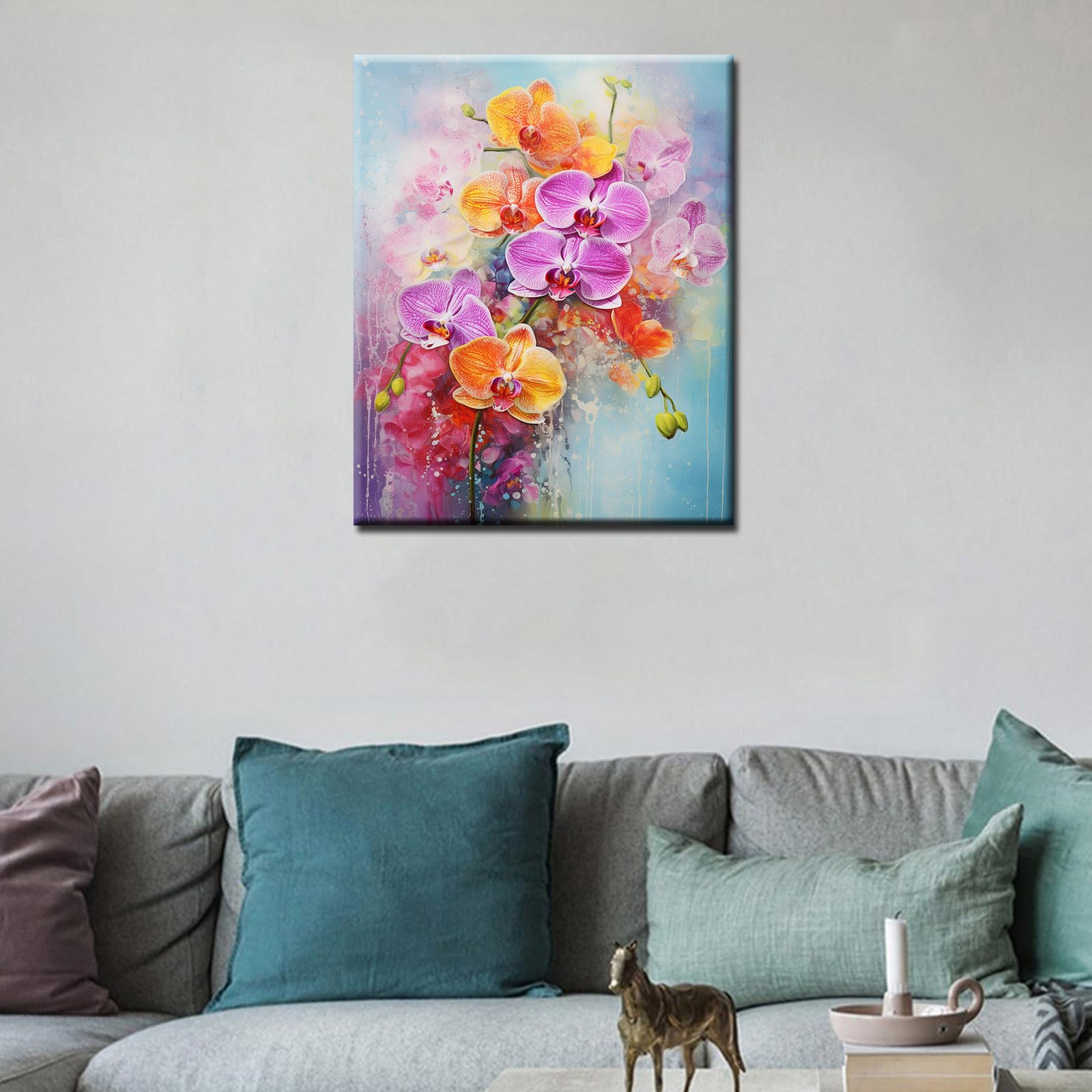 Tucocoo Kit de peinture par numéros avec pinceaux et pigments acryliques sur toile pour adultes, vase floral en fleurs pour décoration murale, cadeaux, 40,6 x 50,8 cm (cadre à faire soi-même