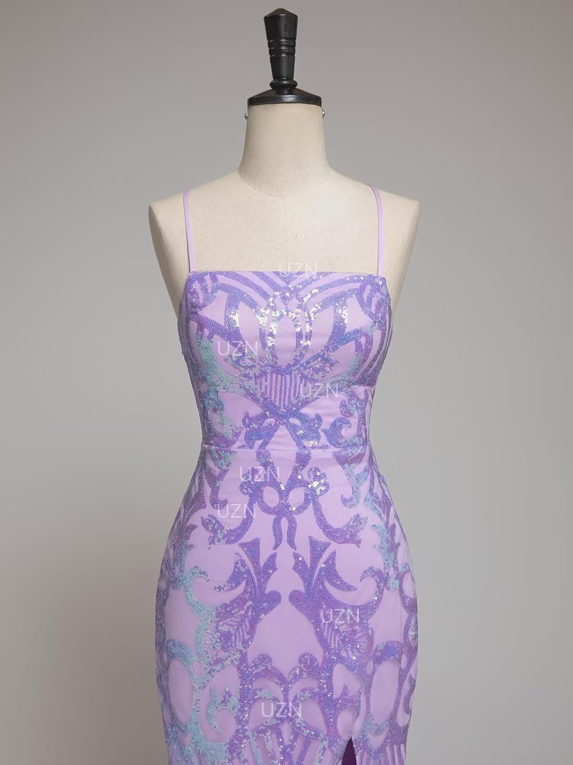 UZN Sequin Prom Dresses Sparkly Long 2025 Tight with Split Square Neck Formal Evening Party Gowns