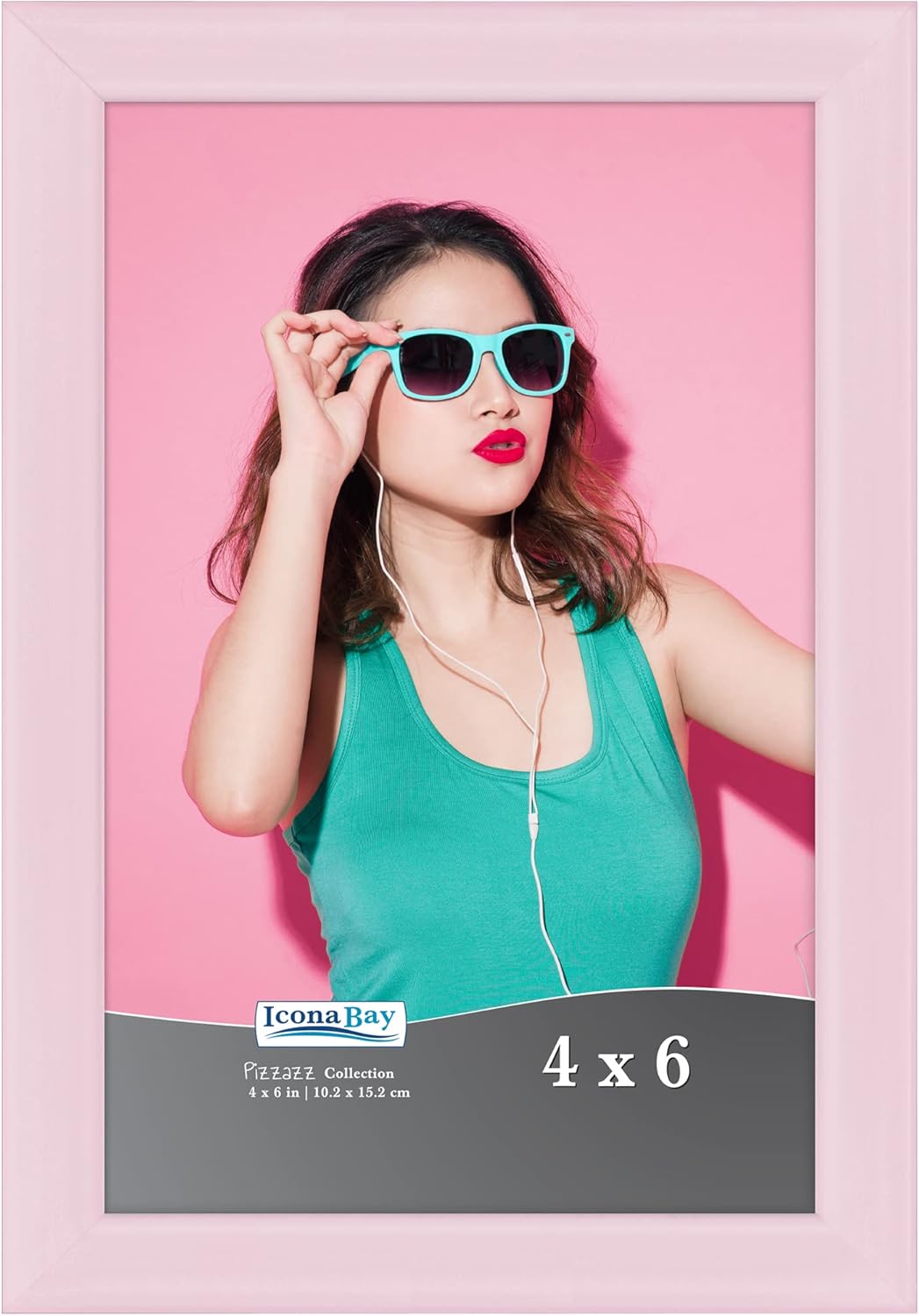 Icona Bay 4x6 Picture Frame, Pastel Pink Colored Solid Wood