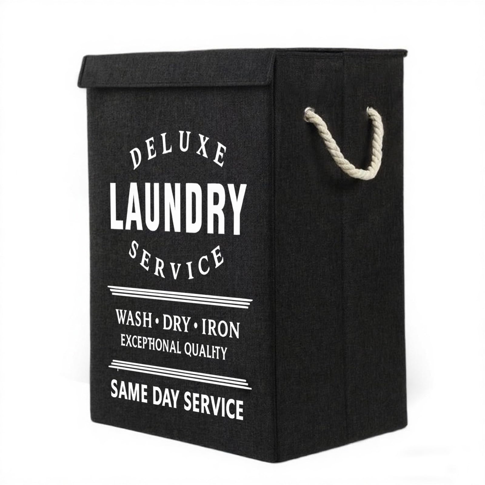 72L Laundry Basket with Lid,Black Large Collapsible Laundry Hamper with Handles,Dirty Clothes Hamper for Dirty Clothes,Bedroom,Bathroom,Laundry Room,Dorm