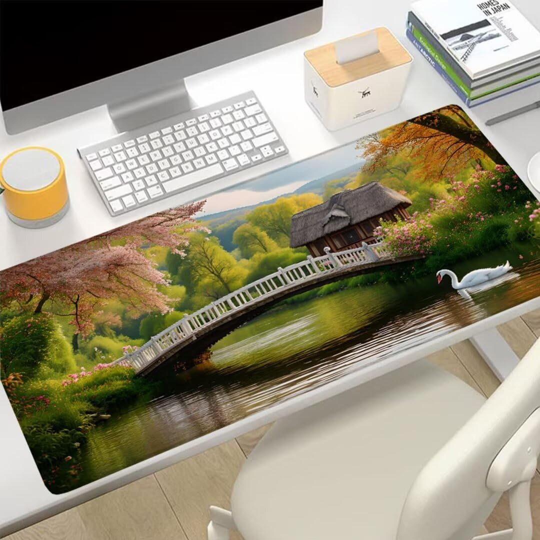 Podkładka pod mysz pod mysz łabędź na biurko, podkładka pod mysz XXL 1200 x 600 x 3 mm, biała podkładka pod mysz antypoślizgowa wodoodporna podkładka pod mysz dla graczy, podkładka pod mysz z