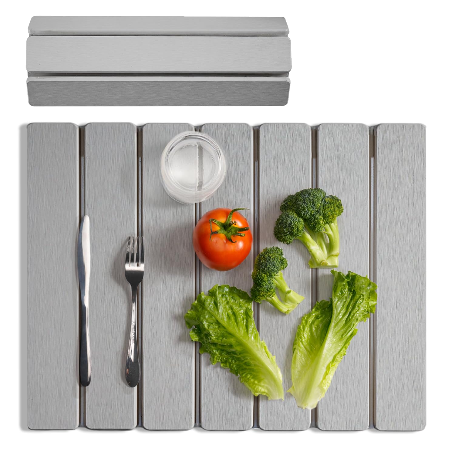 Meowoo Stone Drying Mat for Kitchen Counter, 30x40cm Foldable Diatomaceous Earth Mat for Bath & Kitchen, Super Absorbent, Quick-Dry, Non-Slip, Fits Any Countertop, Light Grey
