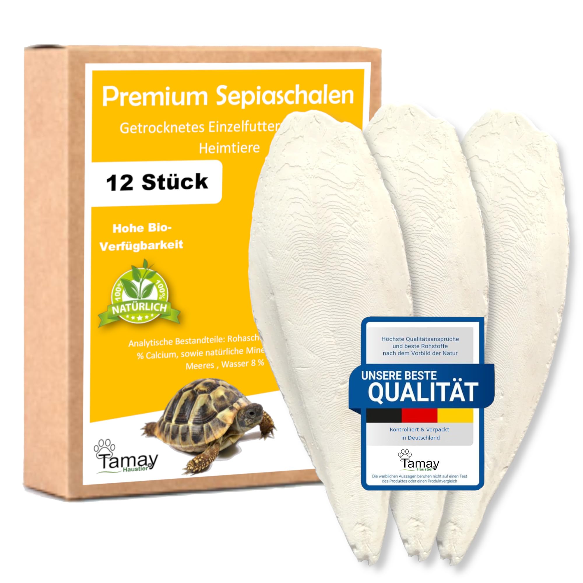 Tamay Sepiaschalen Premium 12 Stück I Optimale Kalzium u. Vitaminversorgung Nahrung, Futter für Reptilien, Schildkröten, Vögel I Sepia Schalen Terrarium Zubehör