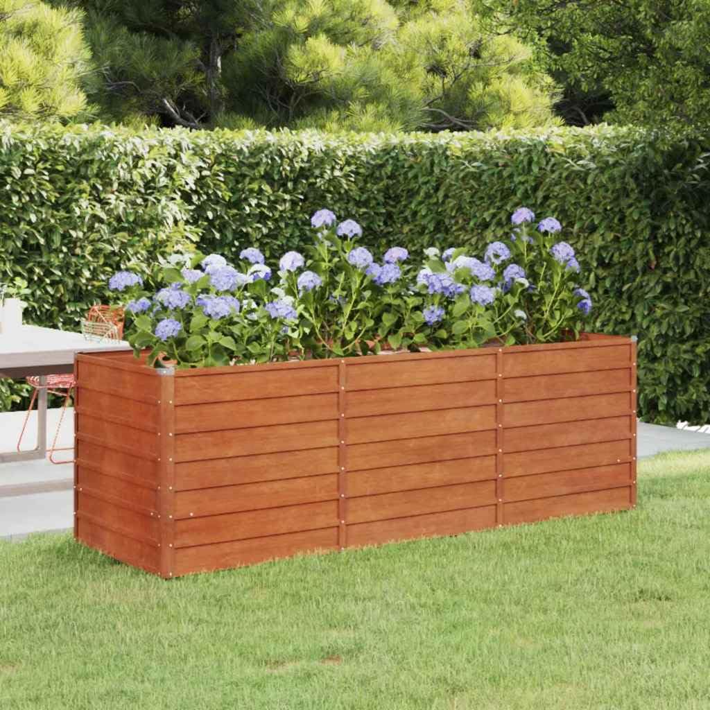 vidaXL Hochbeet, Hochbeet für Garten Balkon Terrasse, Kräuterhochbeet zum Selber Bauen, Gemüsebeet Pflanzkübel aus Metall, Grau Cortenstahl