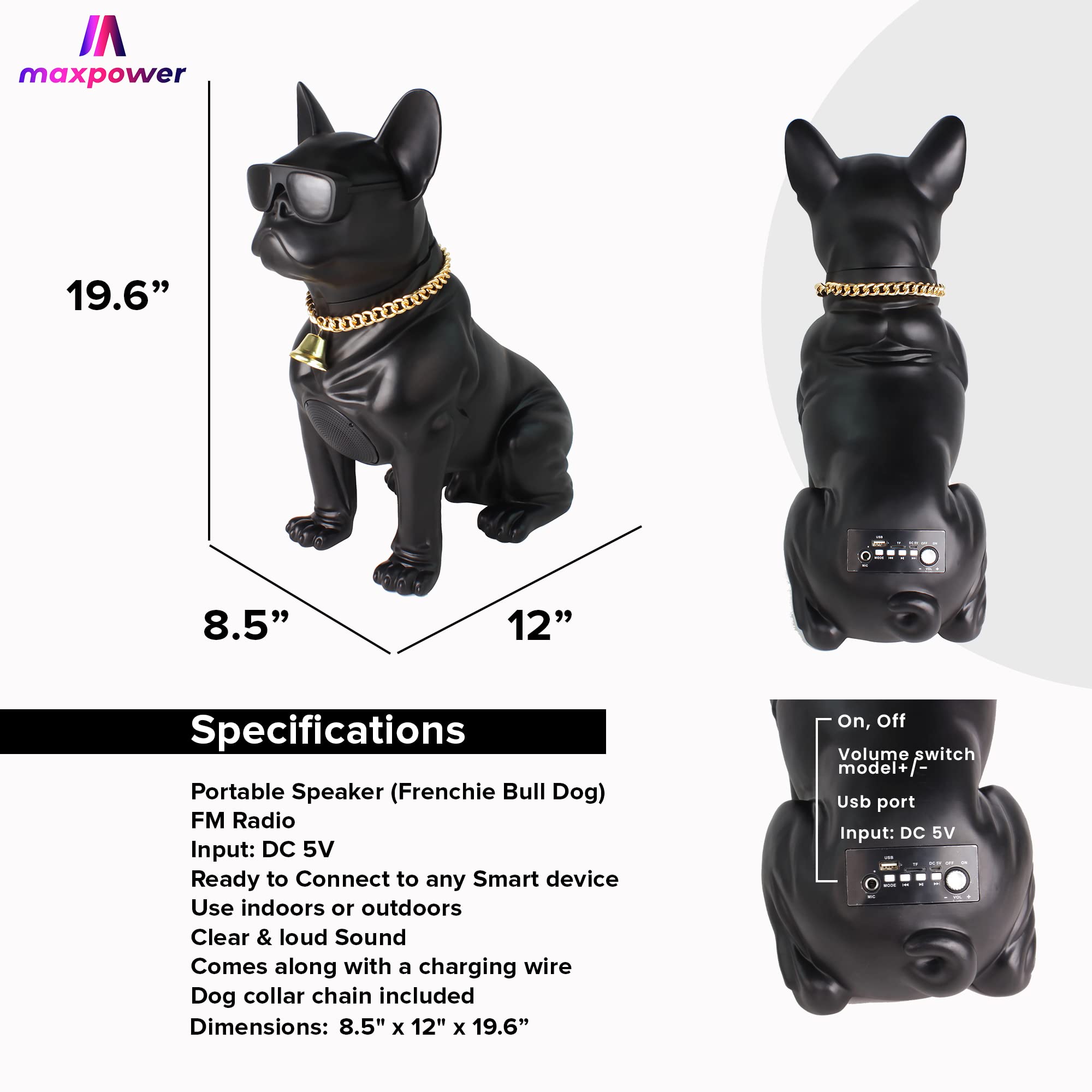 Amazon.com: Max Power Wooof Bulldog Style Bluetooth Speaker