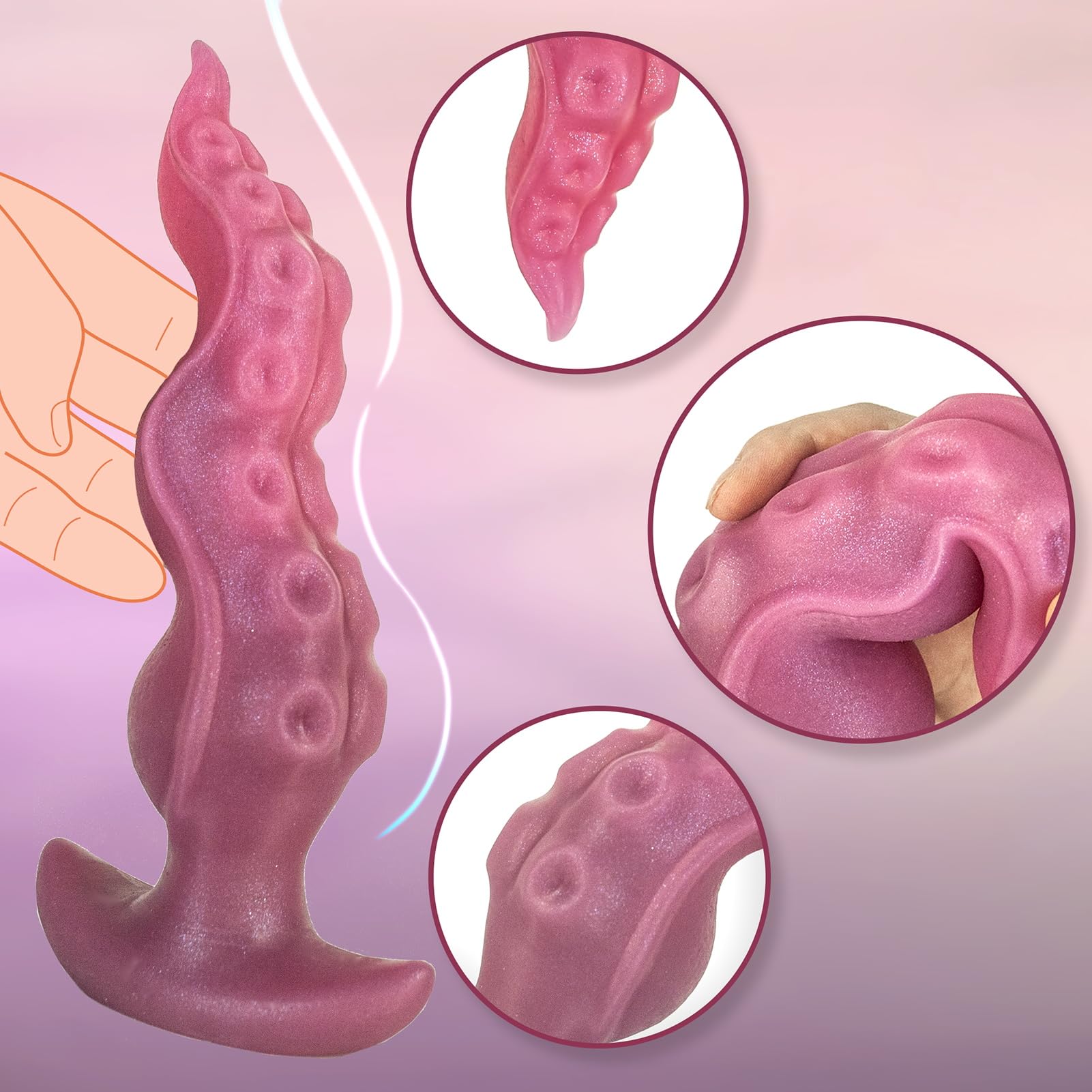 SXOVO Plug Anal Gode Tentacule en Silicone Liquide Butt Plug pour Massage de la Prostate et Stimulation Vaginale Sex Toys Anals pour Femme Homme (M)