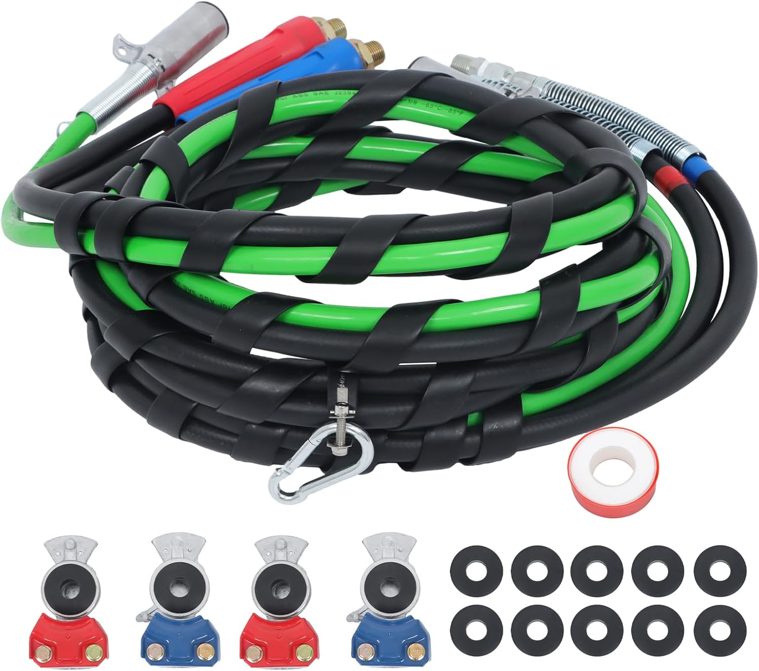 labwork 15FT Air Lines for Tractor Trailer, Air Hose for Semi Truck 3 in 1 ABS & Power Airlines 7 Way Electrical Cable 15FT 3-in-1 Wrap Set Air Line Hose Assemblies & 4 Air Hose Coupling Connector