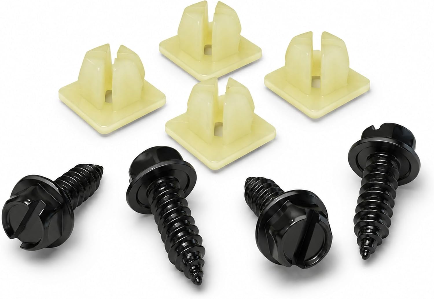 OttoSpeed Rustproof License Plate Screws with Nylon Inserts for US Domestic Vehicles & Select Imports – Stainless Steel Fastener Kit for Vehicles that Use Plastic Inserts (Black-Slotted)