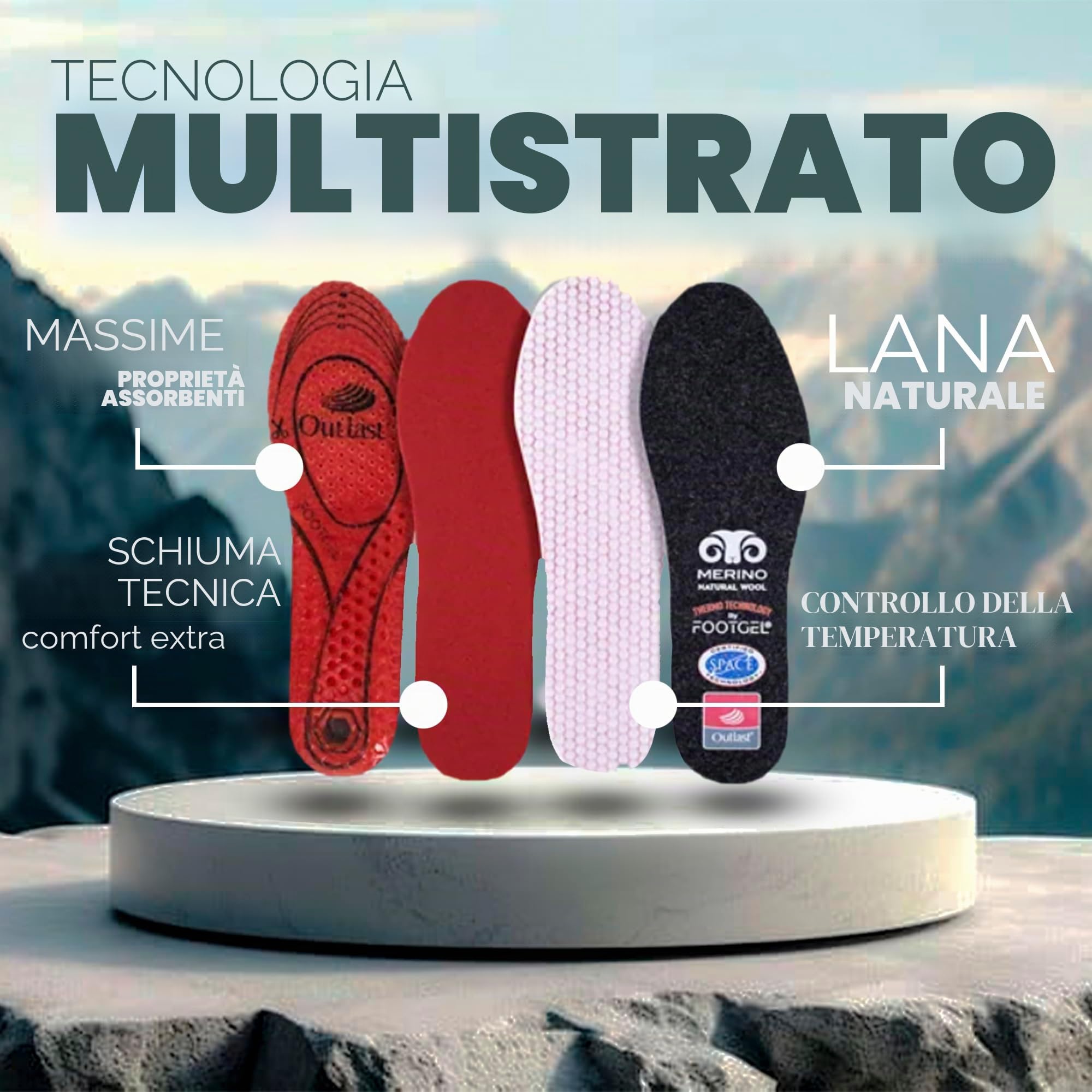Solette Scarponi Sci | Solette Termiche Sportive in Gel Uomo/Donna Traspiranti e Confortevoli | Stabilizzanti, Aiutano a Prevenire Fastidi a Piedi, Ginocchia e Zona Lombare | Taglie 43-47