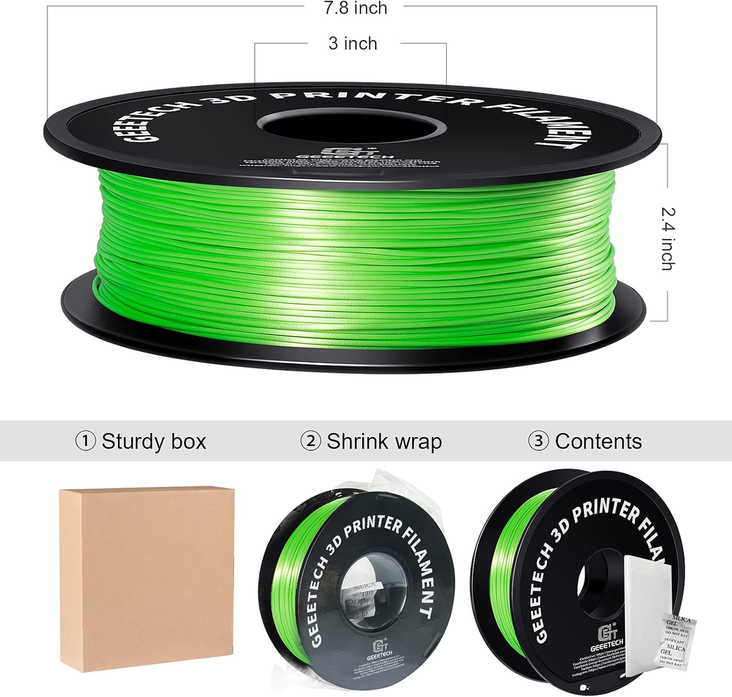 GEEETECH PLA Filament Silk Green