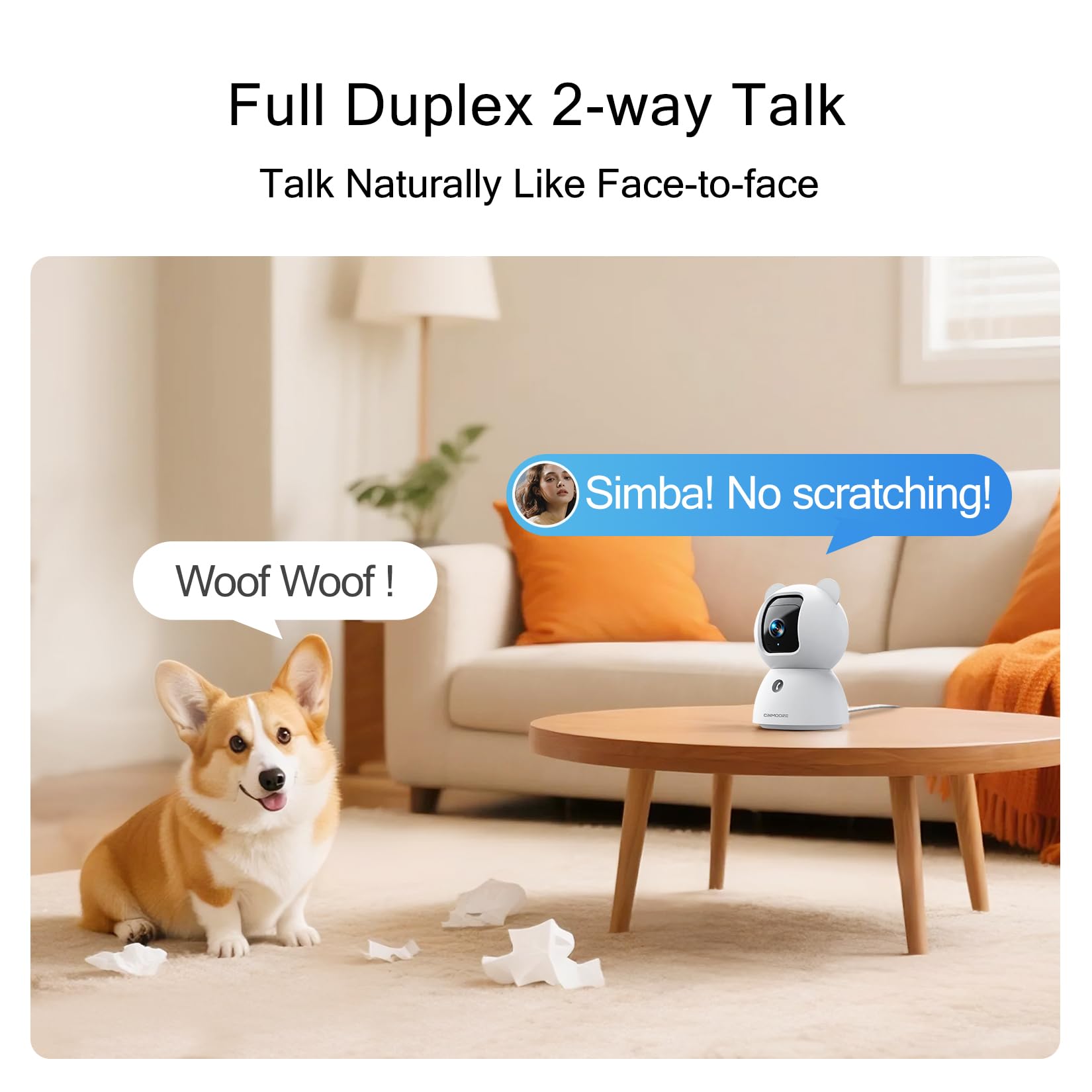 Telecamera di sicurezza 2.5K per interni, rilevazione di persone/animali domestici/piangi AI, telecamera per animali domestici/cani/gatti da 4 MP con app per telefono, telecamere WiFi Pan Tilt 2,4 GHz