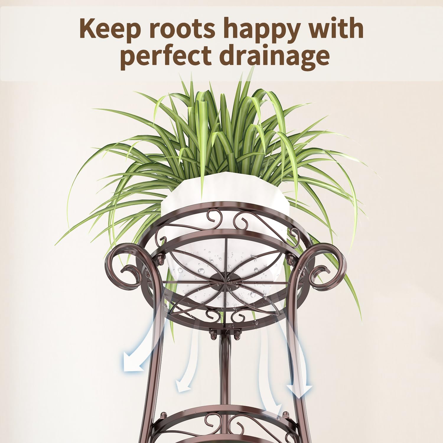 Amazon.com : LASZOLA 3 Tier Bronze Metal Plant Stand for Multiple Large  Planters Indoor Outdoor Organizer, Heavy Duty Tall Flower Stand for Corner  Patio Bathroom Office, Modern Sturdy Vertical Iron Rack, Cat