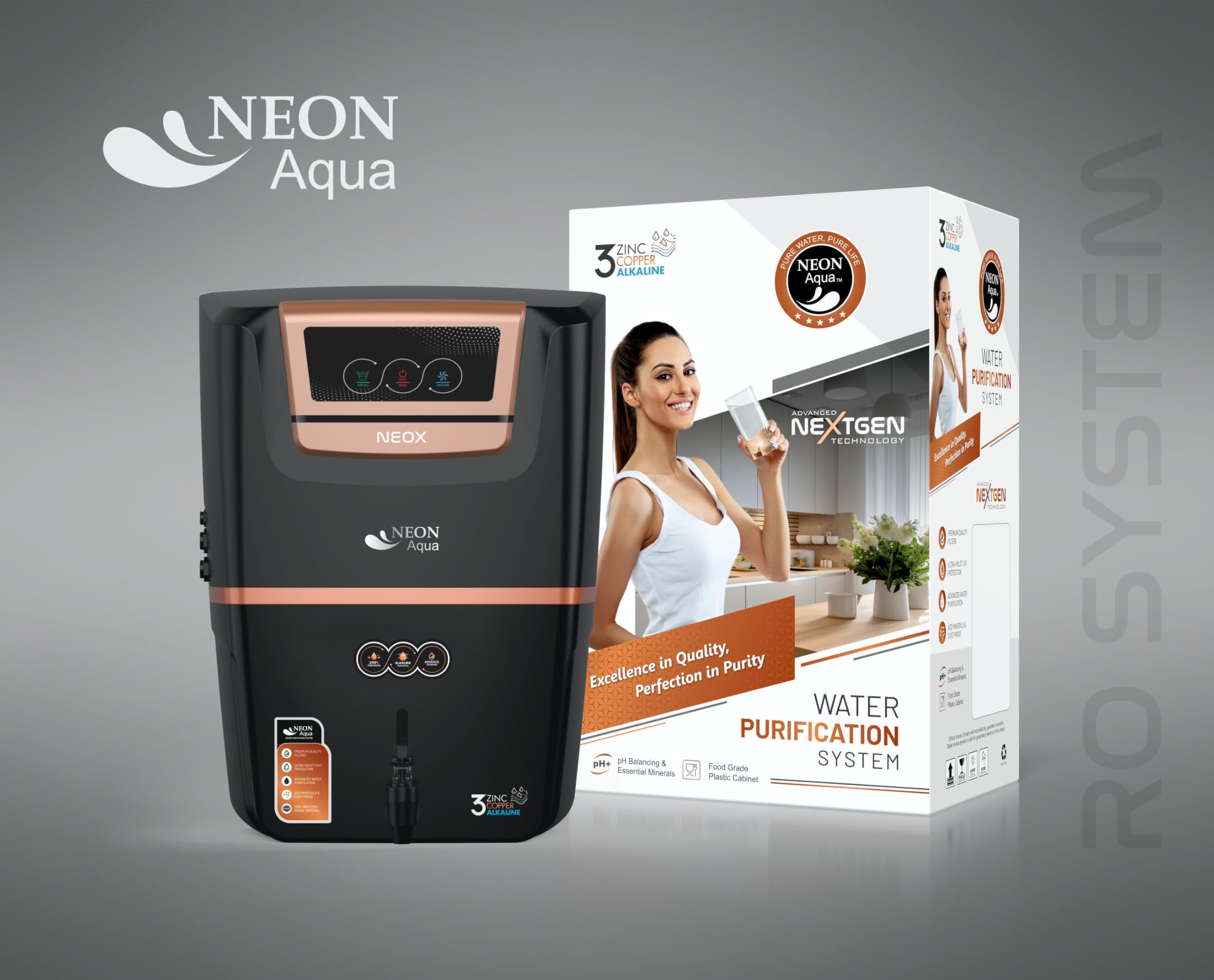 NEON Aqua Nile NEOX Water Purifier | RO + UV + TDS + Copper +