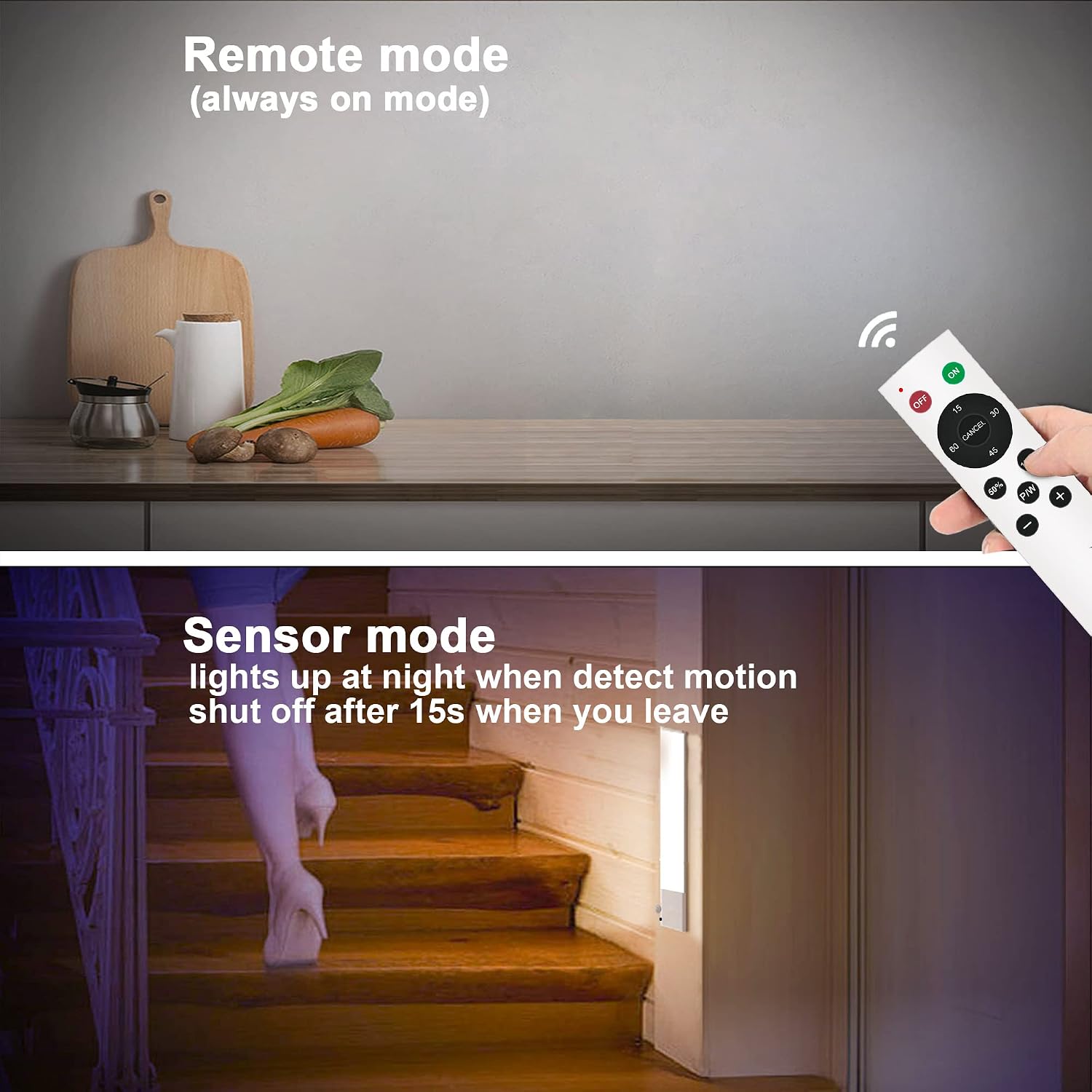 Yomart Under Cabinet Lighting Motion Sensor, 92-LED Closet Lights Dimmer Timer, Rechargeable Stick on Kitchen Light, Night Safe Light for Cupboard, Stairs, Pantry 3 Pack