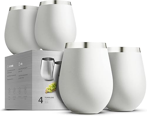 Miniatura 1 de Vasos de vino irrompibles de acero inoxidable, juego de 4 copas de vino de 18 onzas. Juego de copas de vino para vino rojo y blanco sin tallo de