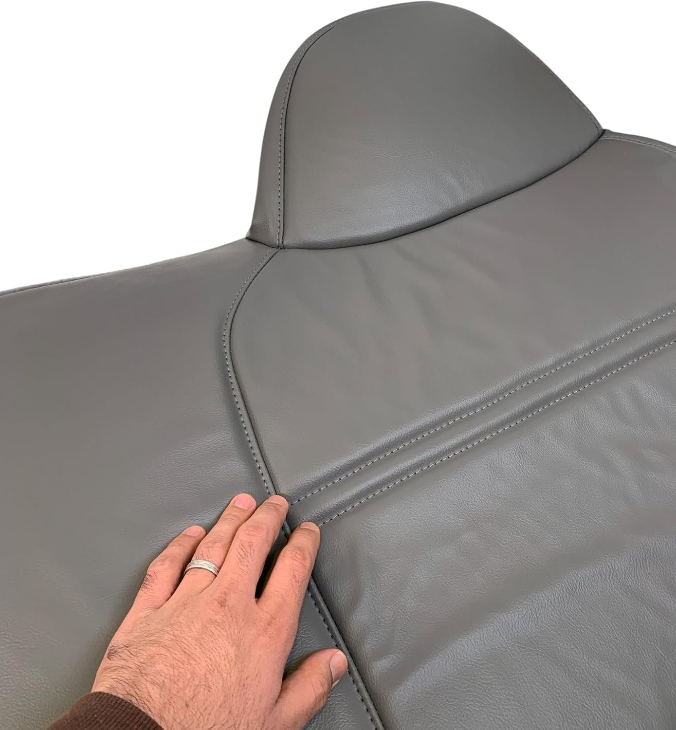 2003 2004 2005 06 07 Ford F250 F350 F450 F550 Super Duty XL Work Truck Synthetic Leather Replacement Seat Cover, Vinyl Bench Bottom & Top Seat Covers (Front Bench Bottom, 2003-07 Flint Gray)