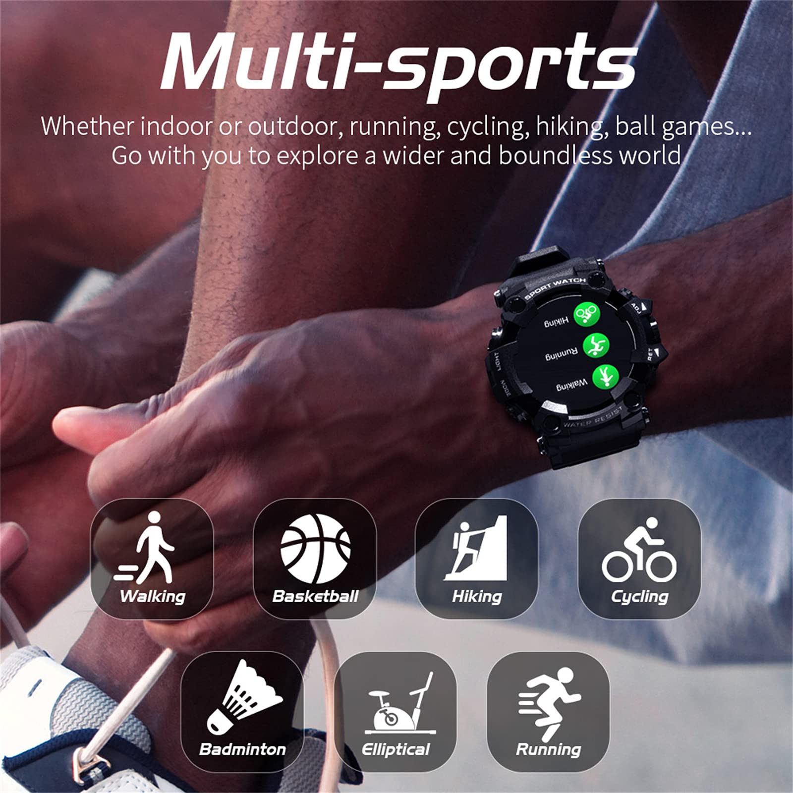 Inteligentne zegarki do telefonów z systemem Android i iOS Smartwatch Fitness Tracker Fitness Watch męskie i damskie zegarki sportowe (kamuflaż)