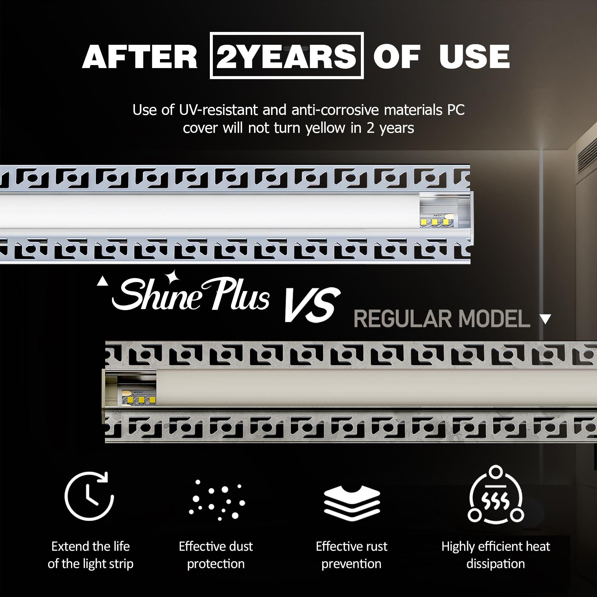 Shine Plus LED Fliesenprofil für Led-Streifen 15 x 2 m, Mit milchweißer PC-Abdeckung, LED Trockenbauprofil 24,4 mm (Flügel 61,8 mm) x 13,8 mm, Unterstützt die maximale Breite des Streifens 20 mm
