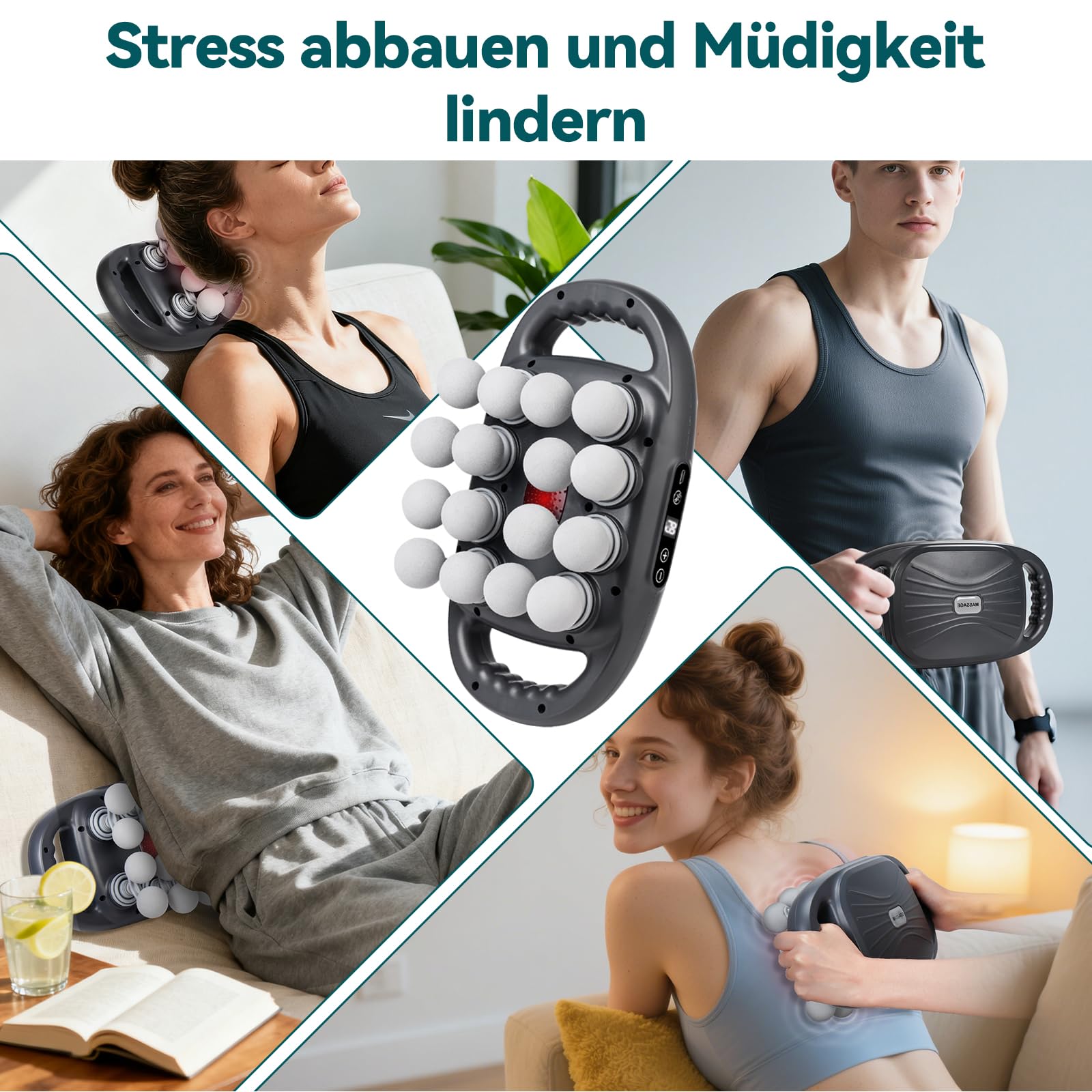 8/16-Kopf-Massagegerät mit Rotlicht zur Linderung von Muskelverspannungen und Müdigkeit,Tiefenmassagepistole für die Muskulatur, 9 Geschwindigkeiten und 9 Modi für Training und täglichen Gebrauch