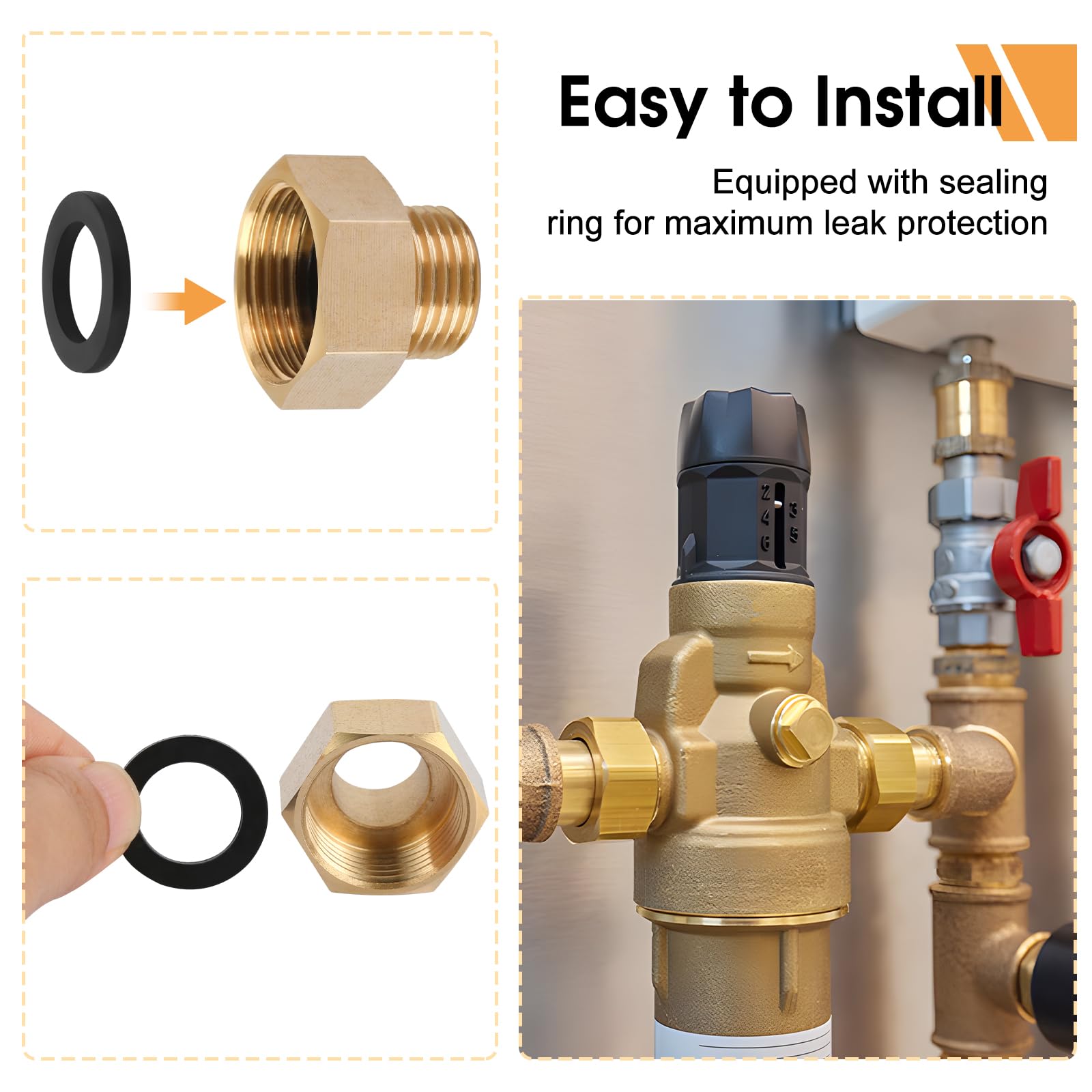5er-Pack Messing-Reduzierung 3/4" Auf 1/2" – AG/IG, Inkl. Dichtungen – Für Wasser, Gas, Öl & Heizungsanlagen
