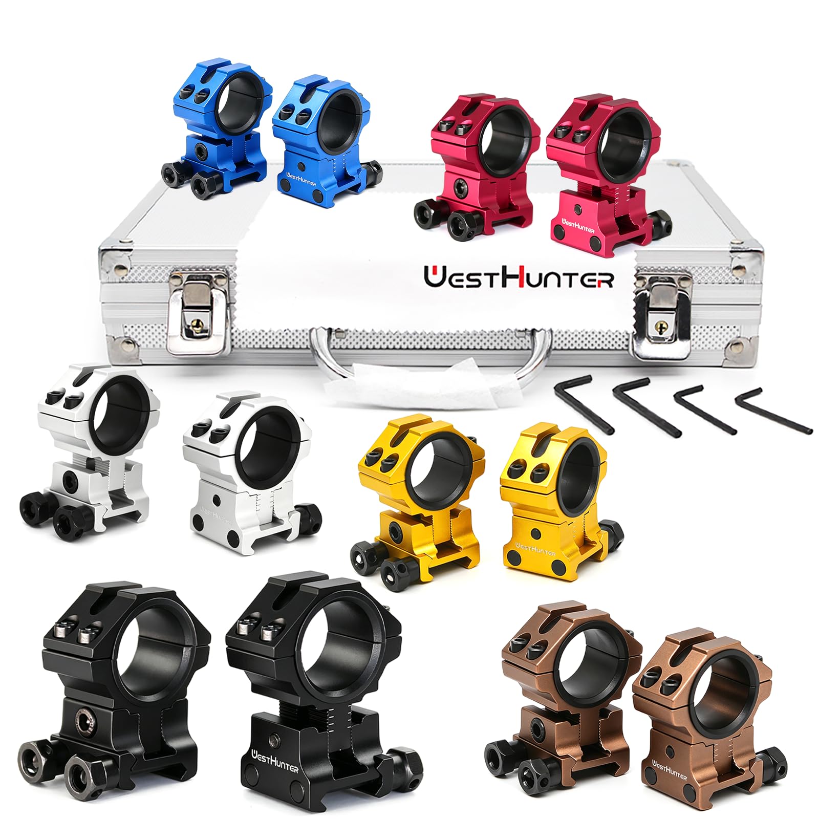 Anillas Ajustables para Mira Telescópica WestHunter Optics, Soporte de Precisión para Instalar Miras de 30mm & 25.4mm en Rieles Picatinny(Exclusivamente para Actividades Deportivas) | Black
