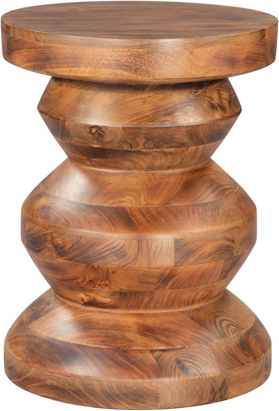 HomeStock Acacia Wood Side Table Walnut Finish Living Room End Table