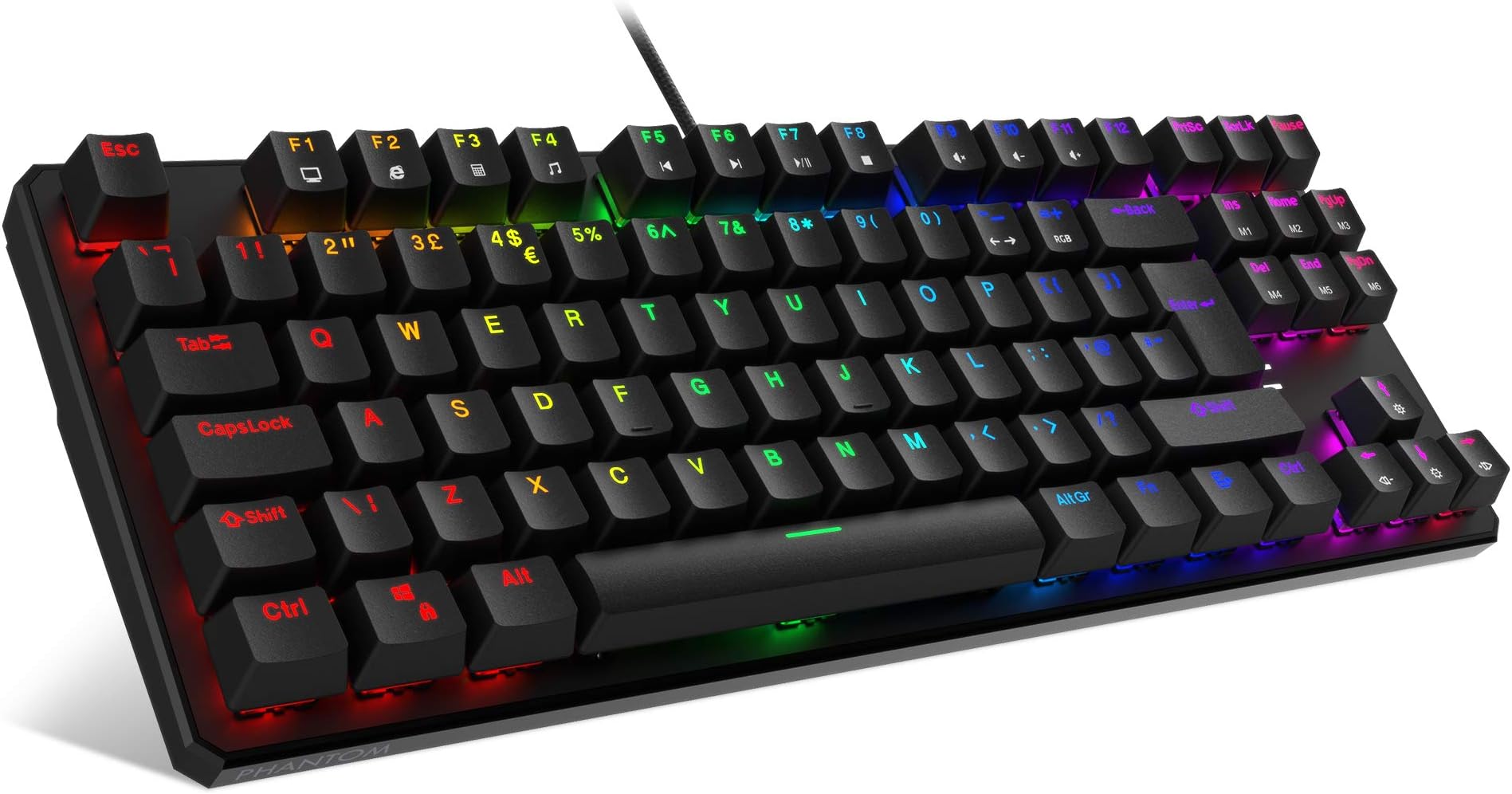 TECWARE Phantom RGB 88 UK Layout (QWERTY) Mechanical Keyboard, BLUE Switch