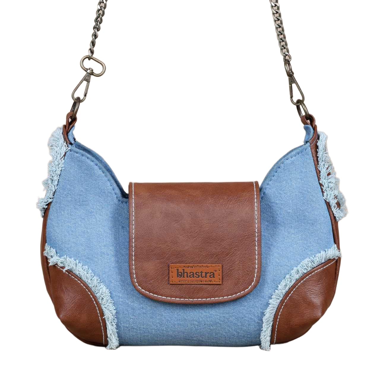 Stylish Foxy Fringe Classic Blue Denim Sling Bag | Trendy Crossbody Bag for Women | Durable Denim Fabric | Lightweight & Comfortable | Perfect for Travel & Shopping | 12.5 x 8 x 3 Inch-image-34