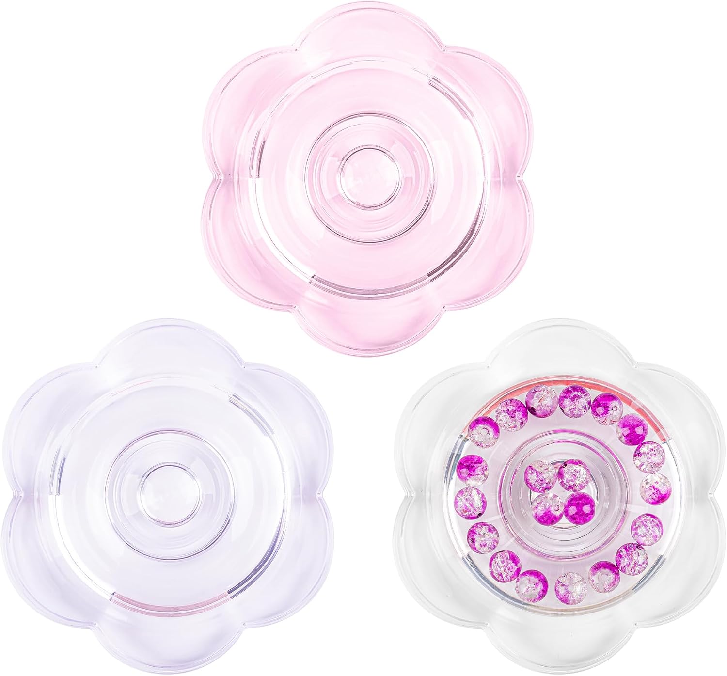 ANNASAMDO 3 Pack Clear Acrylic Bead Storage Boards Flower Shaped