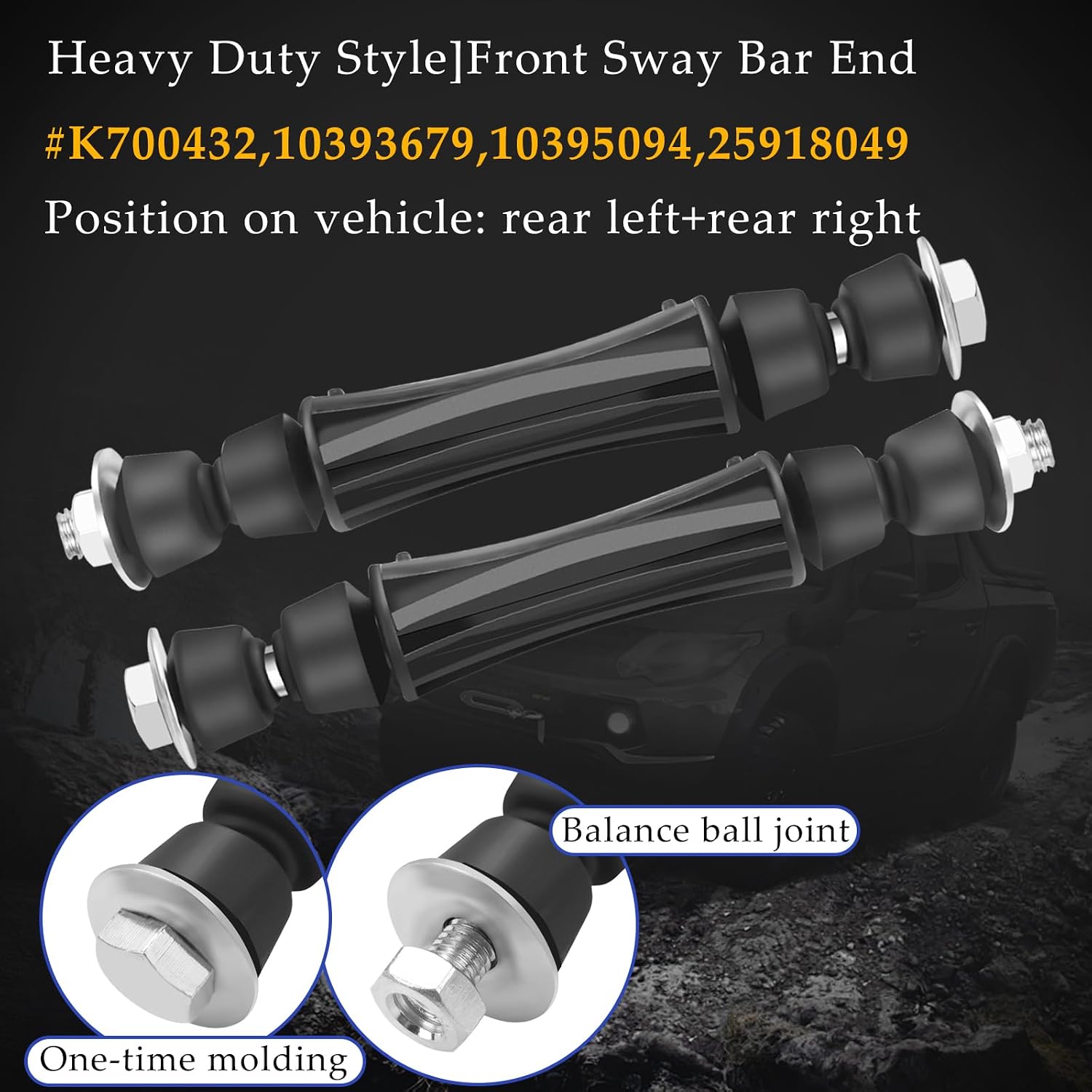 K700432 Sway Bar Link Front Stabilizer for 2007-2016 Chevy Silverado 1500 Avalanche Tahoe Suburban GMC Sierra Yukon Cadillac Escalade Front Stabilizer Sway Bar End Link