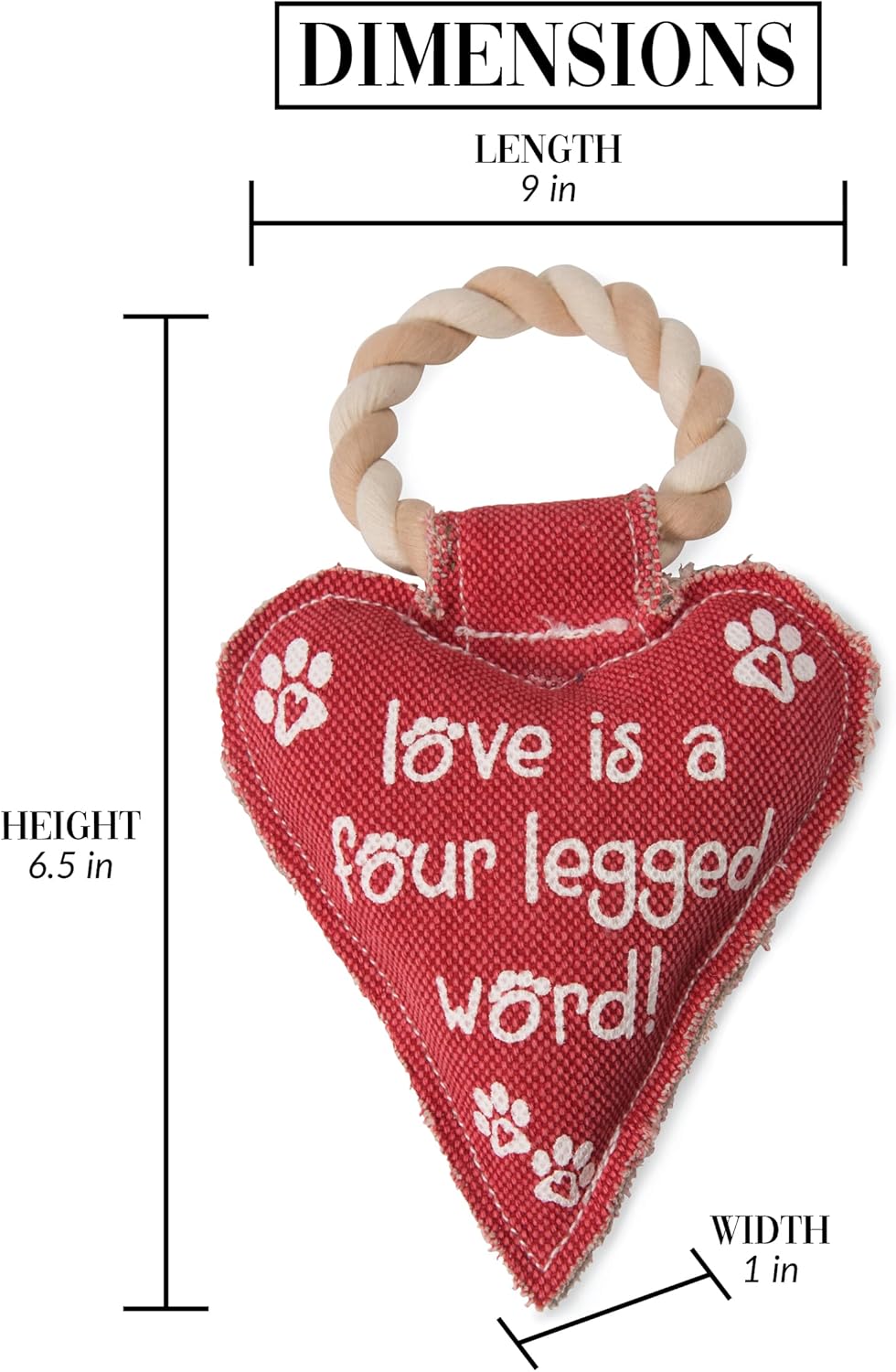 Pavilion Gift Company 45611 Pavilion's Pets－赤 ハート型 キャンバスとロープ 犬