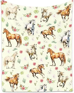 Horse Blanket, Cute Soft Throw Gifts for Grils Teens, Cozy Flannel Throw Blankets for Couch Office, 40"x50"