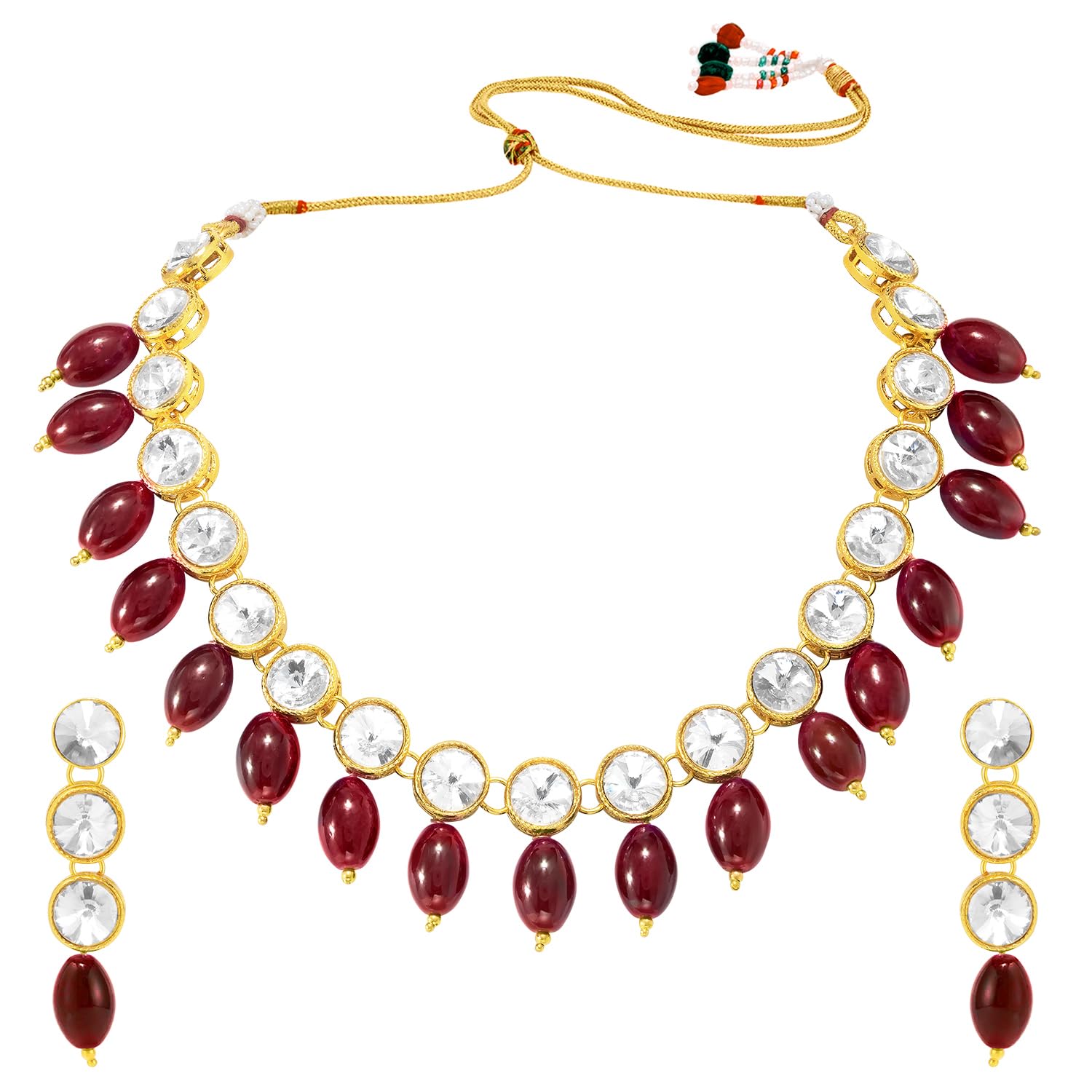Peora Fashion Gold Plated Kundan Studded Maroon Choker Necklace & Earring Jewellery Set for Women Girls (B0B5CT7768) Amazon Price History, Amazon Price Tracker