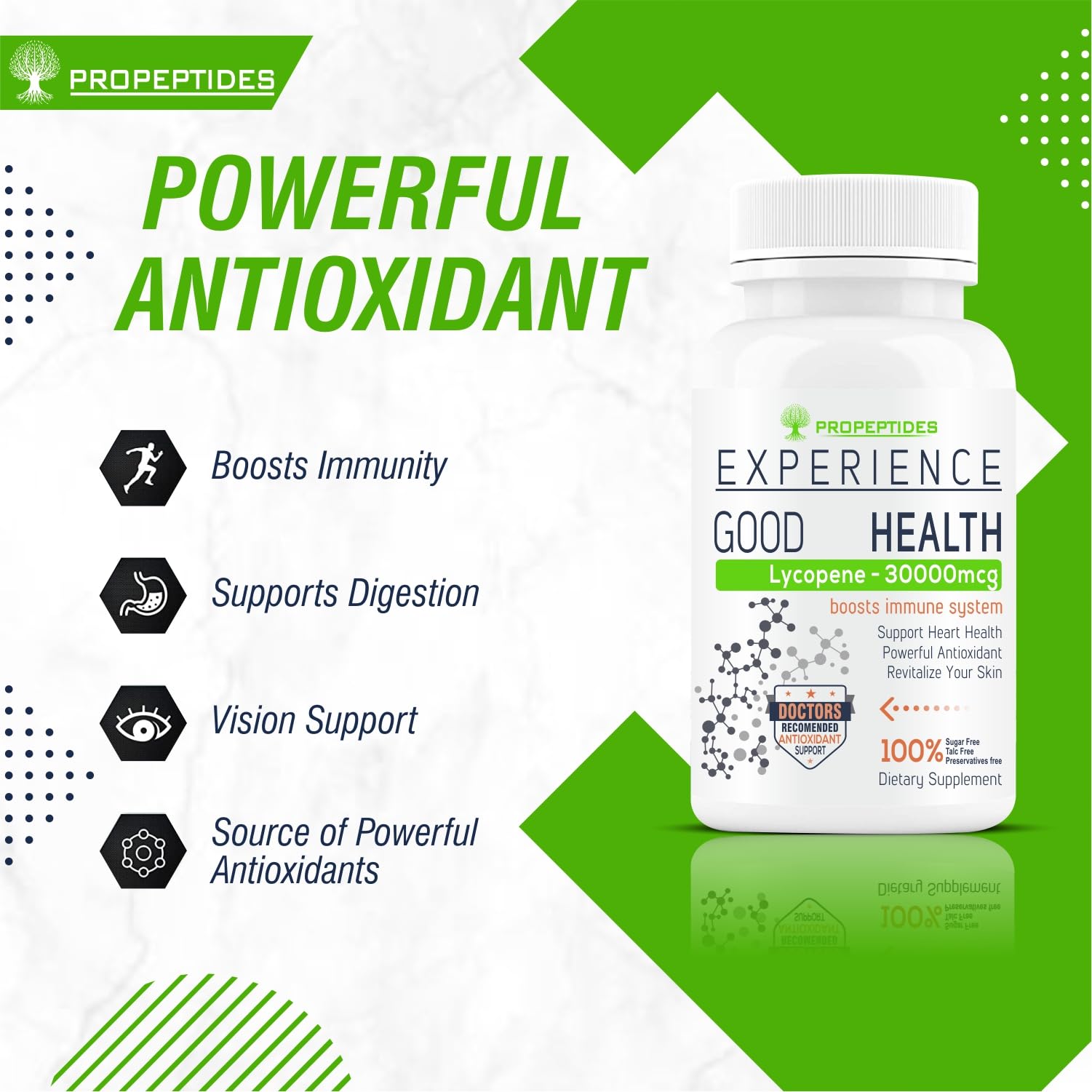 Propeptides Lycopene 30000mcg Supplement With Spirulina, Vitamin C Tablet, Grape Seed Extract, Super Food To Prostate Health, Antioxidant-60 Sugar Free Tablets (No Capsule/Capsules Pack1) 3