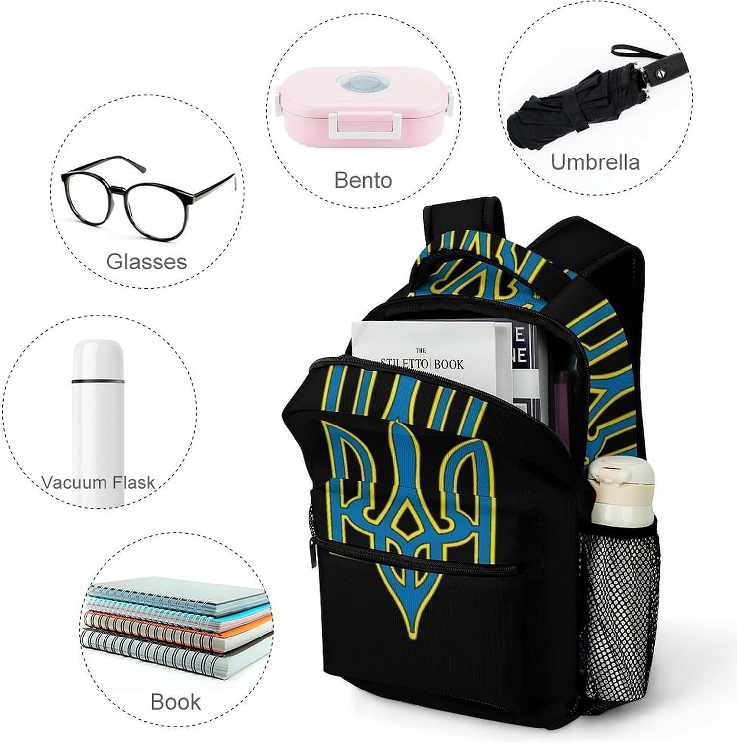 Coat of Arms Ukraine Novelty Backpack Lightweight Printed Daypacks image 4