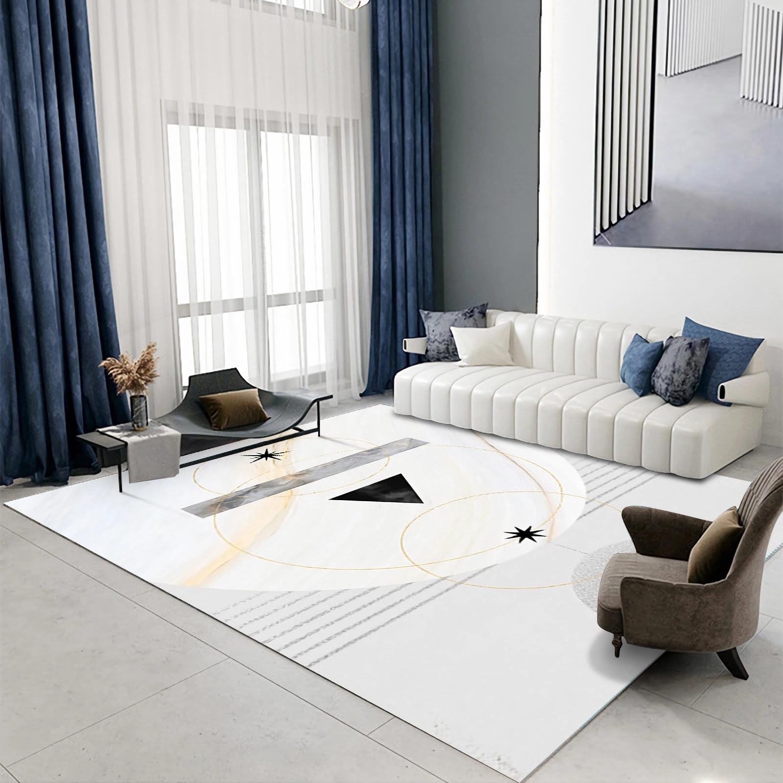Tappeti camera da letto matrimoniale Tappeto Antiscivolo Grigio Crema Facile Da Pulire Dal Design Semplice,tappeti cameretta bambini,tappeto cucina lavabile 120x160cm