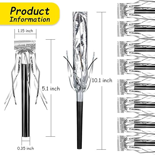 Miniatura 8 de Skylety 18 piezas de soplador de fiesta, soplador de ruido, silbatos con flecos, sopladores musicales dorados para fiesta de Año Nuevo, suministros