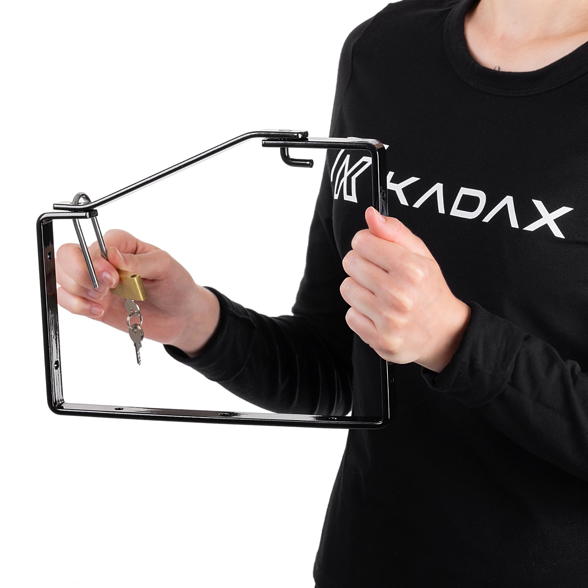 KADAX Drabina uchwyt ścienny w zestawie 2 szt., haki drabinowe ze stali malowanej proszkowo, haki ścienne do bezpiecznego przechowywania drabin, zamykane haki do dużych obciążeń