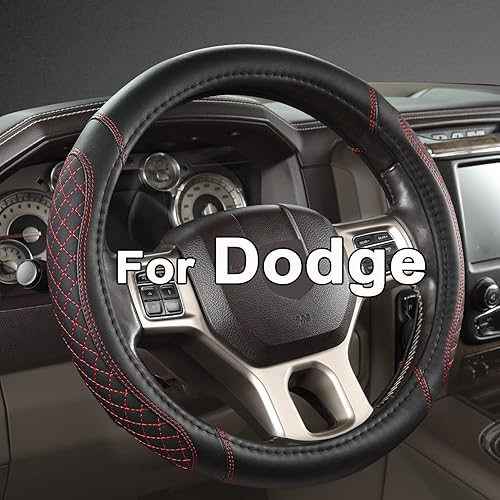 West Llama Funda personalizada para volante de automóvil Dodge 1989-2011 RAM 1500 2500 3500, Charger, Durango, Challenger (acolchado de diamante,