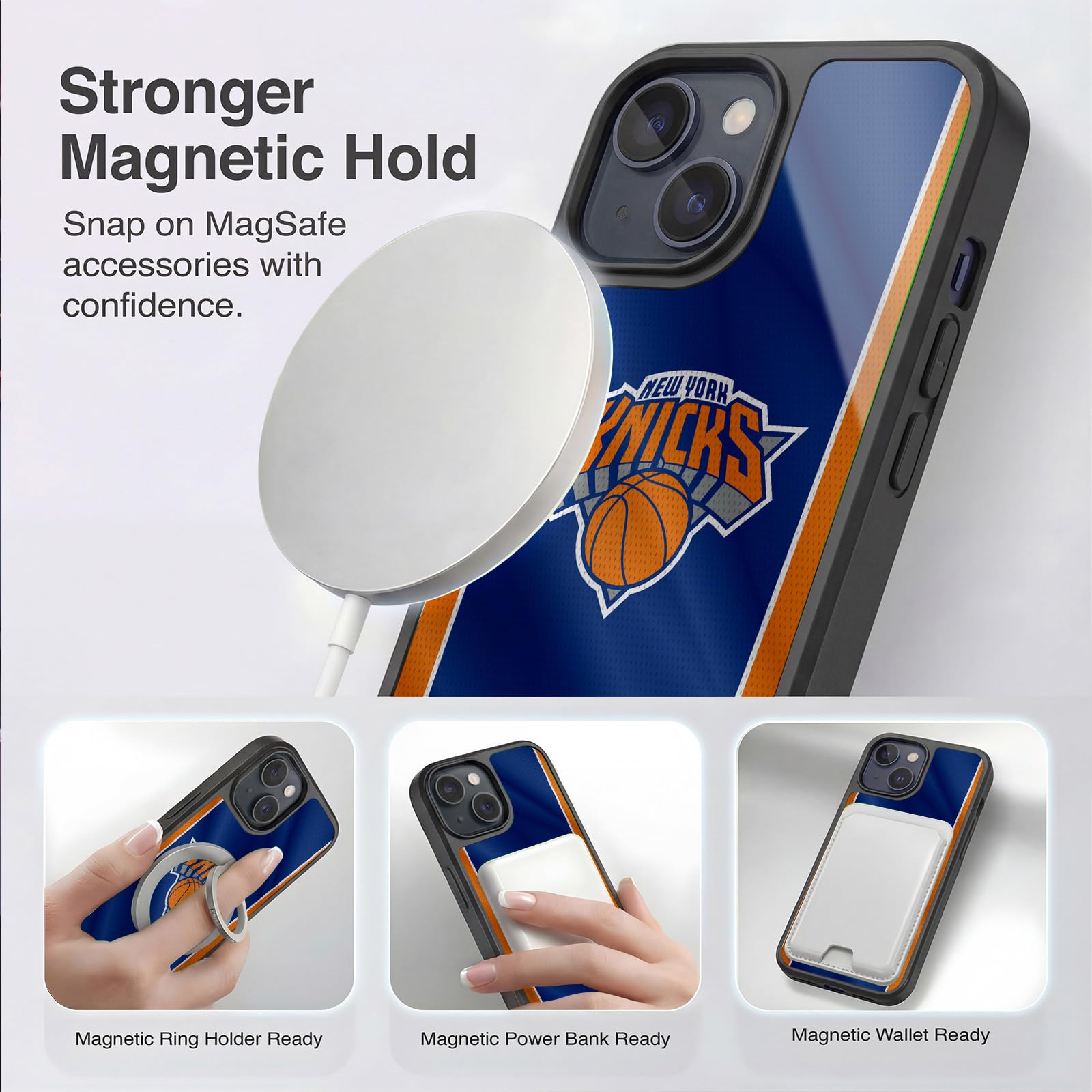 Head Case Designs sous Licence Officielle NBA Bannière Verticale New York Knicks Coque en Gel renforcée [Protection de Qualité Militaire] Compatible avec Apple iPhone 15